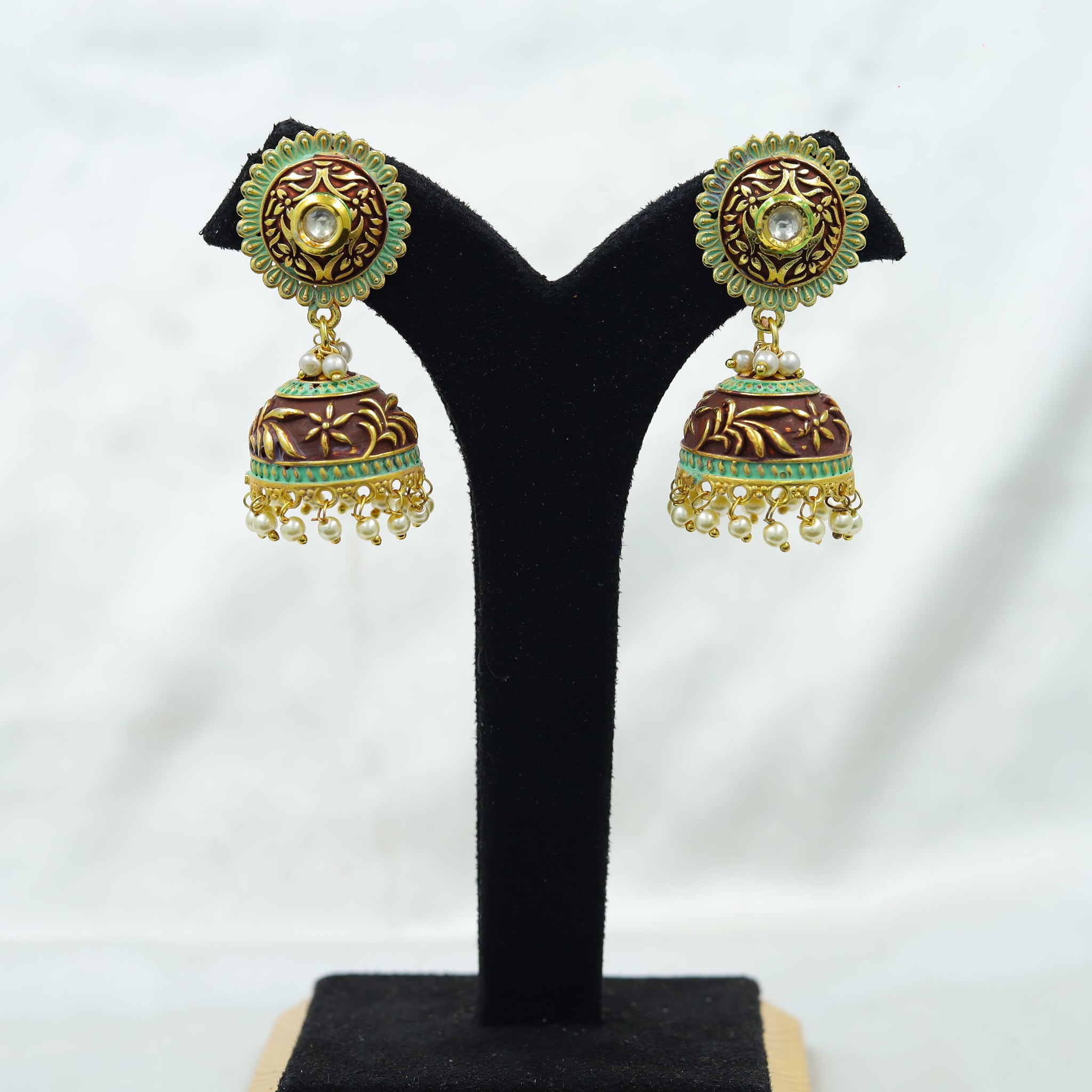 Multi Color Meenakari Kundan Jhumki 11977-8215