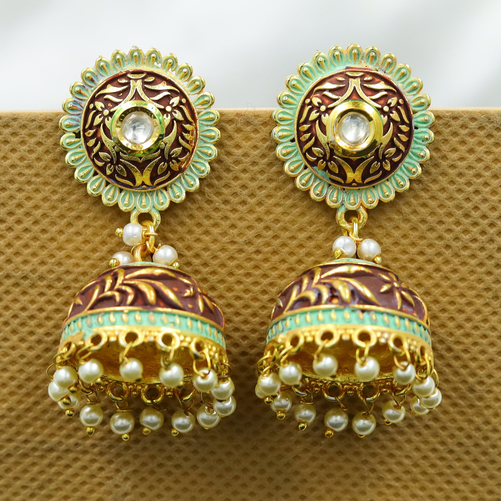 Multi Color Meenakari Kundan Jhumki 11977-8215