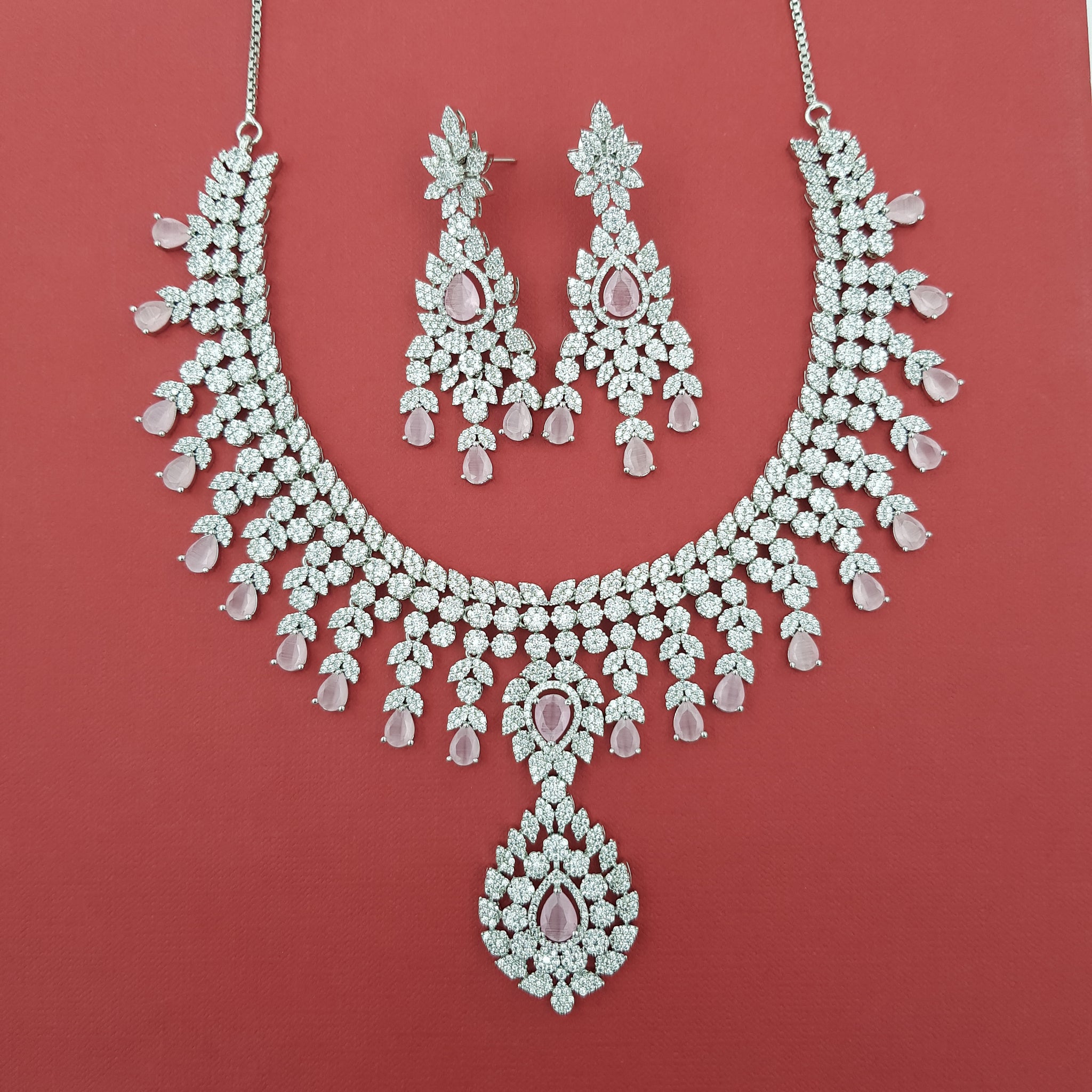 Round Neck Zircon/AD Necklace Set 8572-08 - Dazzles Jewellery