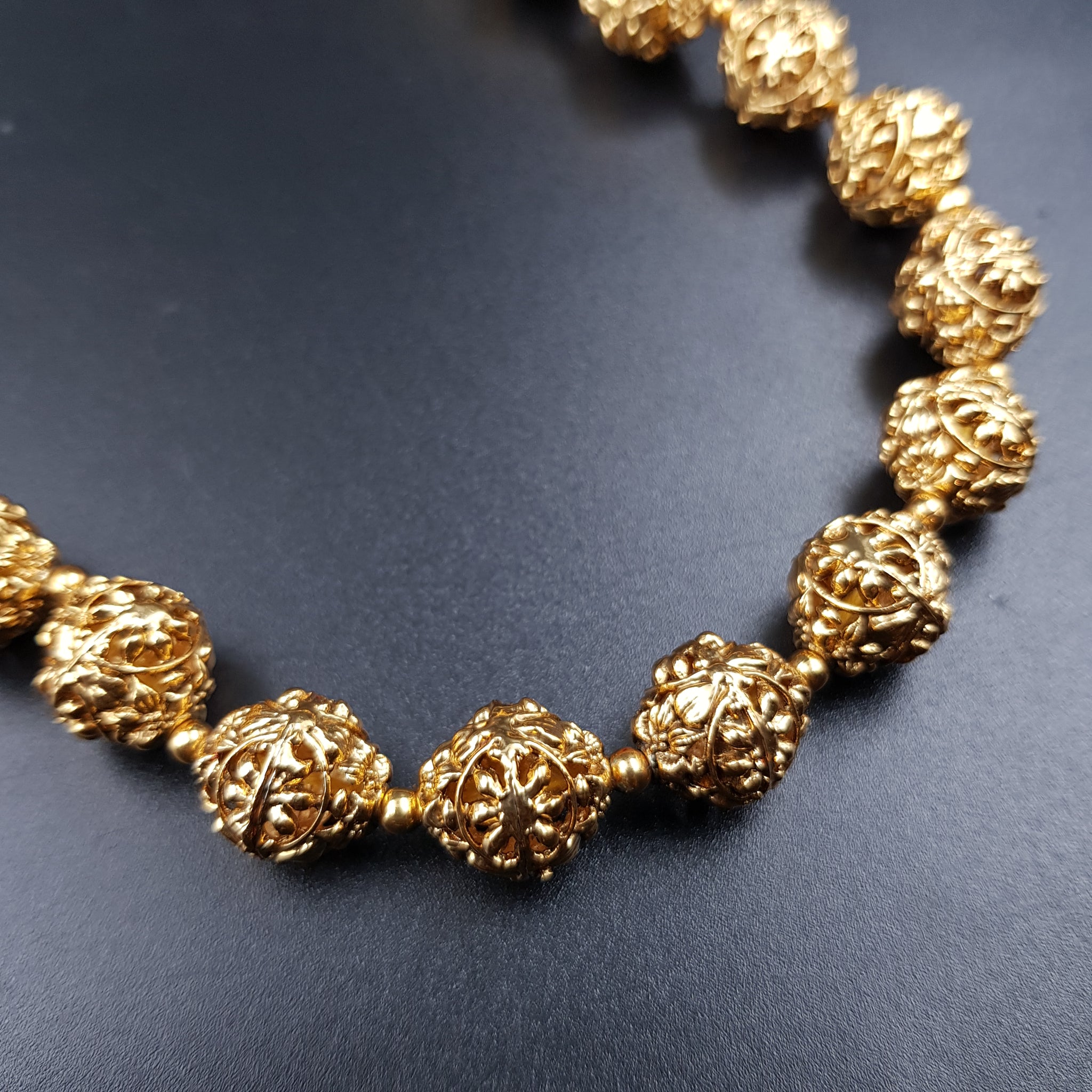 Gold Plated Beads Necklace Set 18783