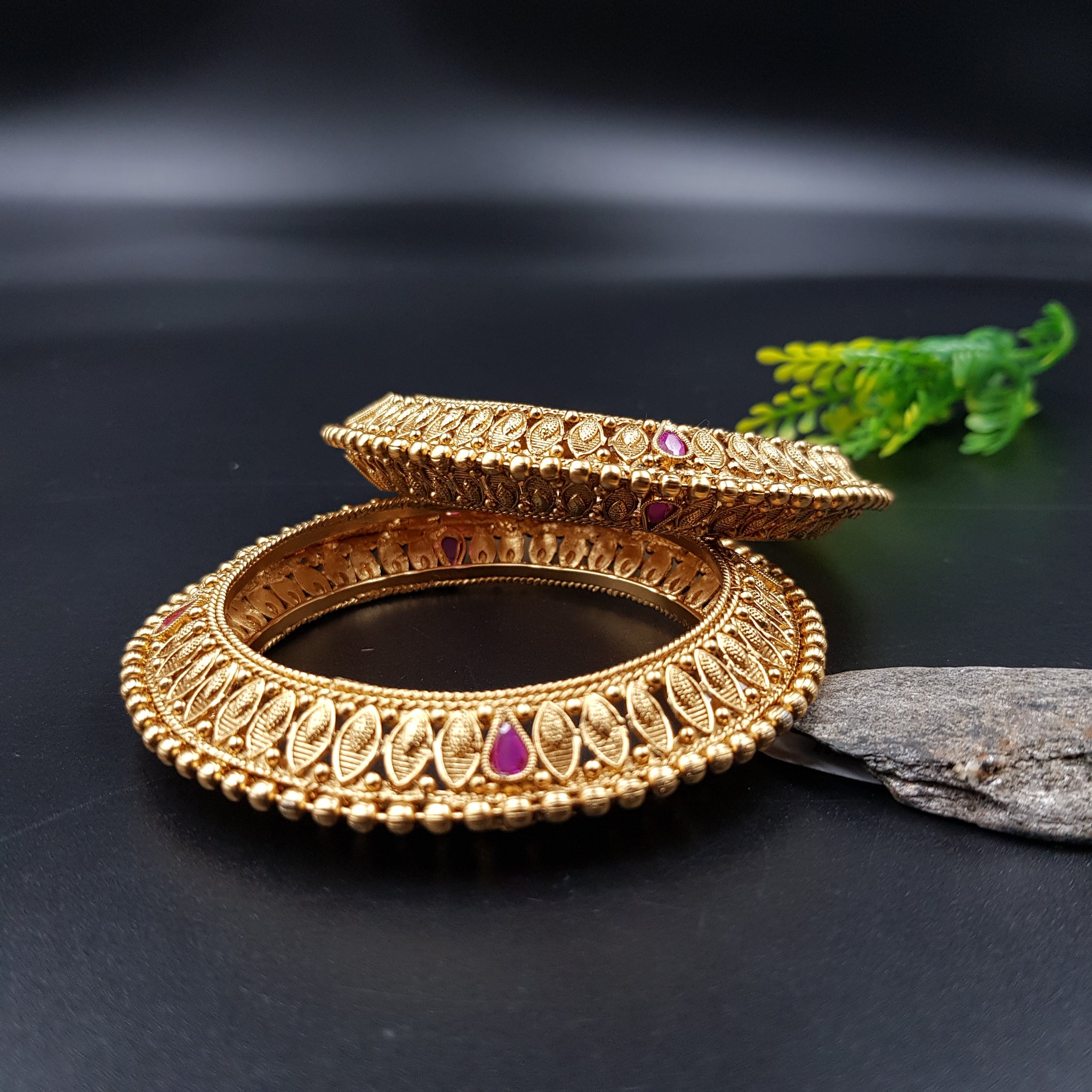 Antique Gold Finish Bangles/Kada 10212-28