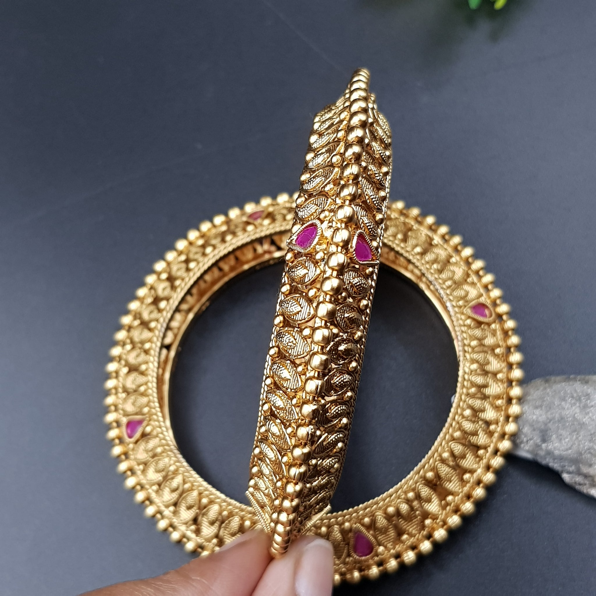 Antique Gold Finish Bangles/Kada 10212-28