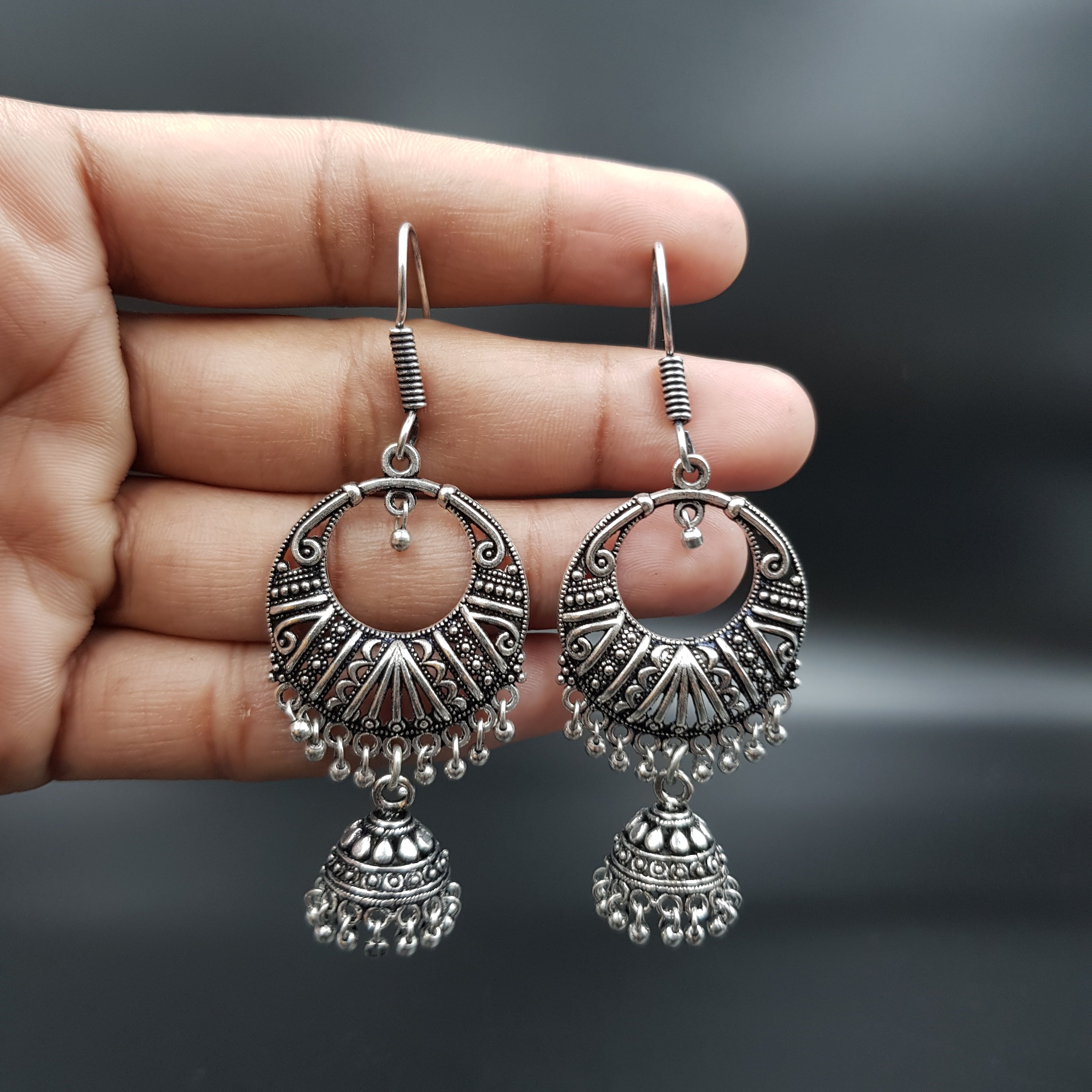 White Party Wear Silver Rajasthani Jhumki, Shape: Round at Rs 1200/set in  Hathras