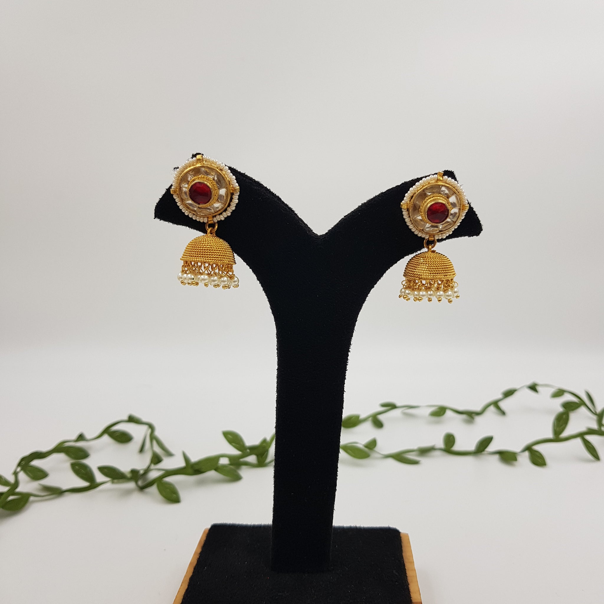 Red Kundan Earring 3522-7587