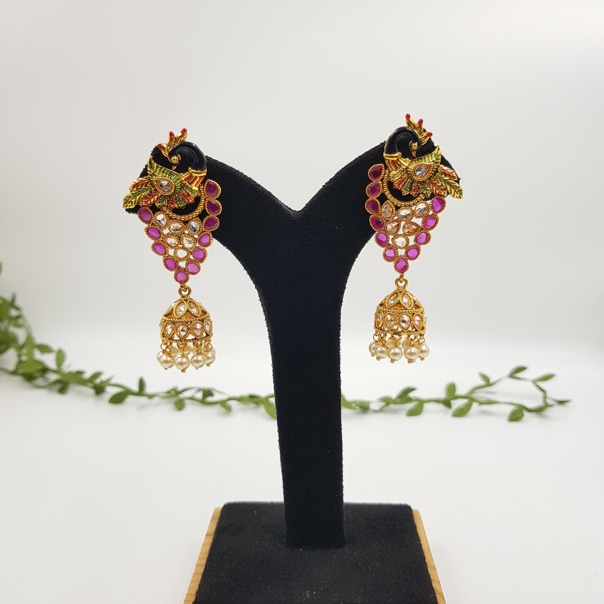 Ruby Gold Look Earring