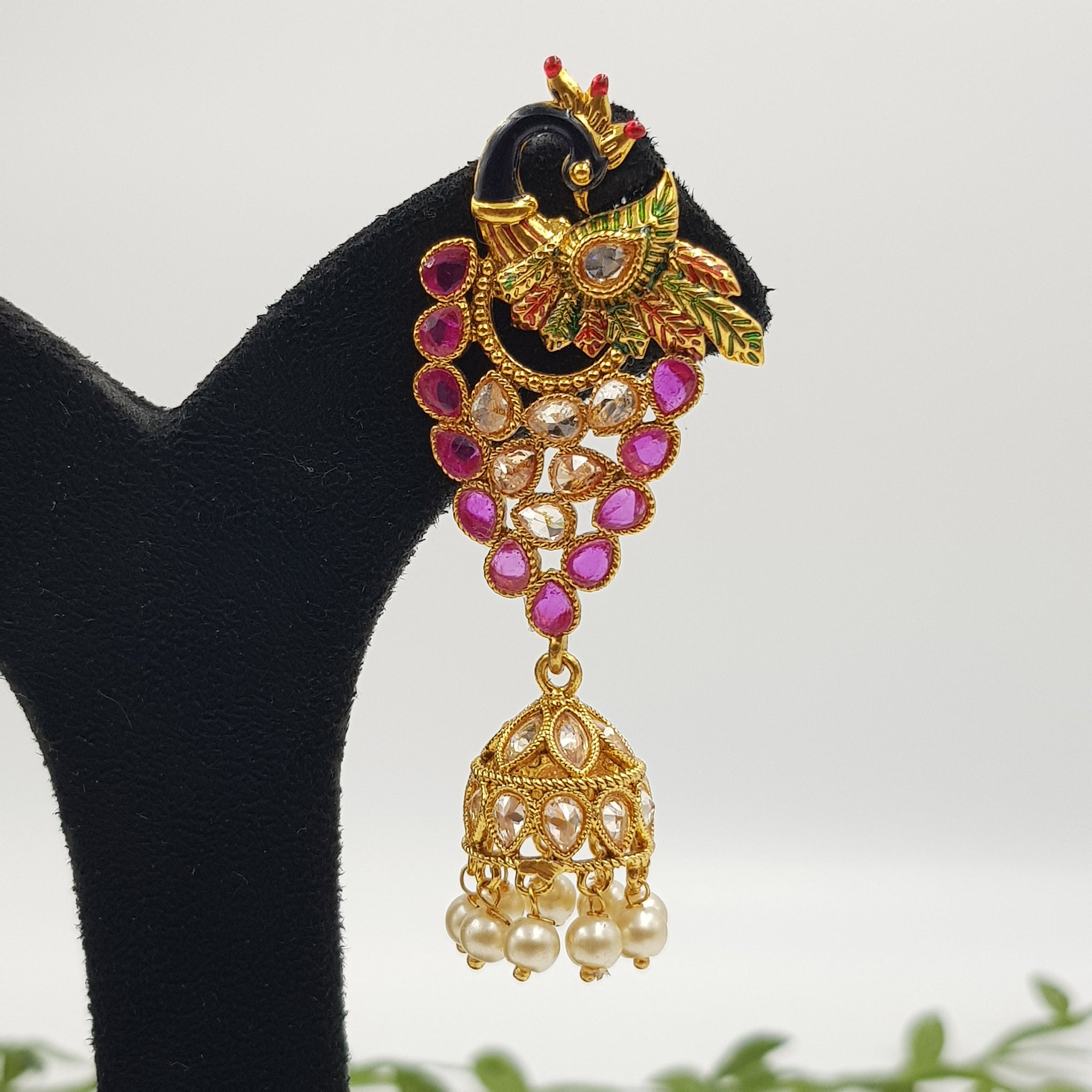 Ruby Gold Look Earring