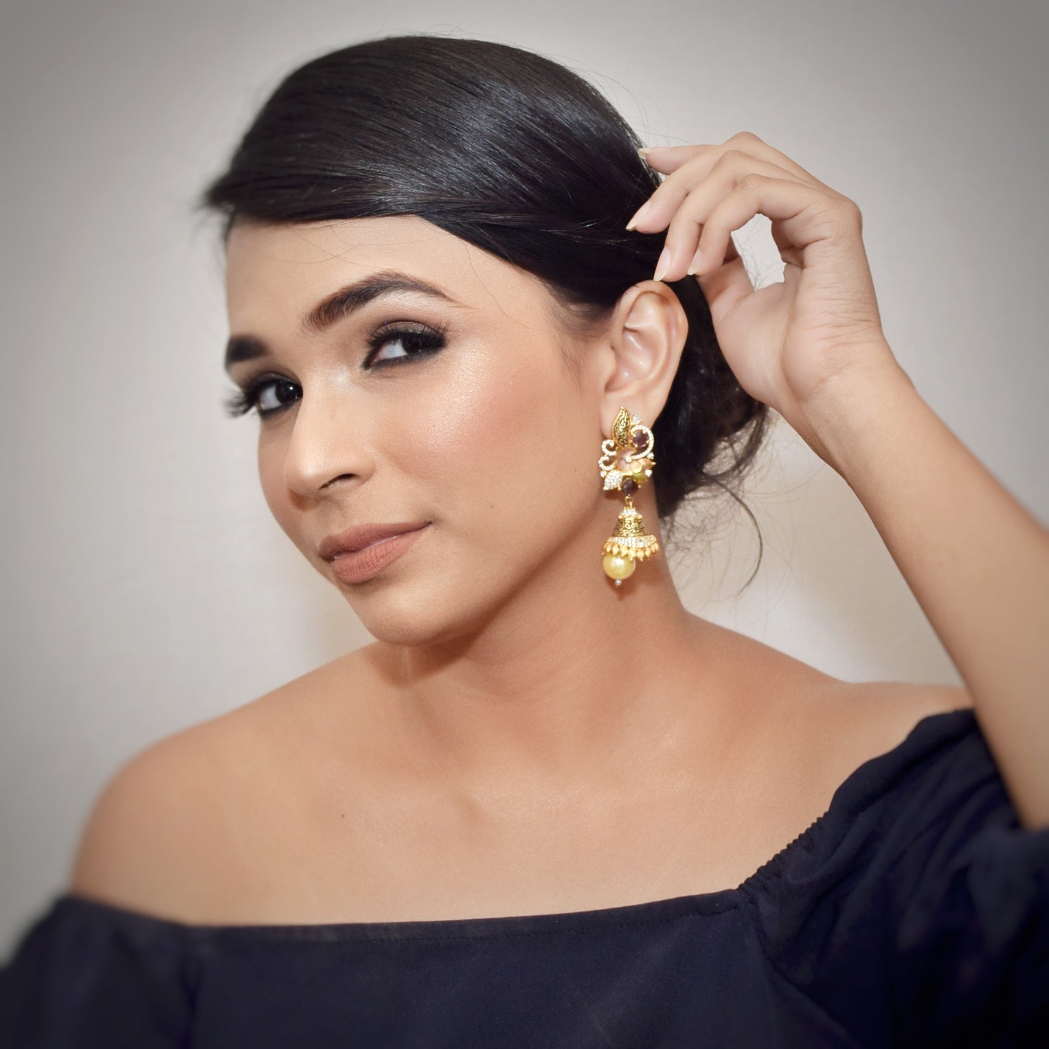 Jhumki Zircon/AD Earring 8866-100 - Dazzles Jewellery