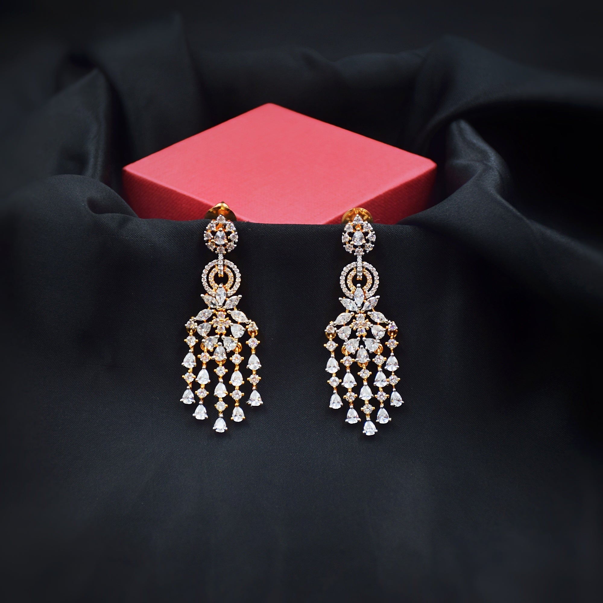 Gold Polish Zircon/AD Earring 6705-69 - Dazzles Jewellery