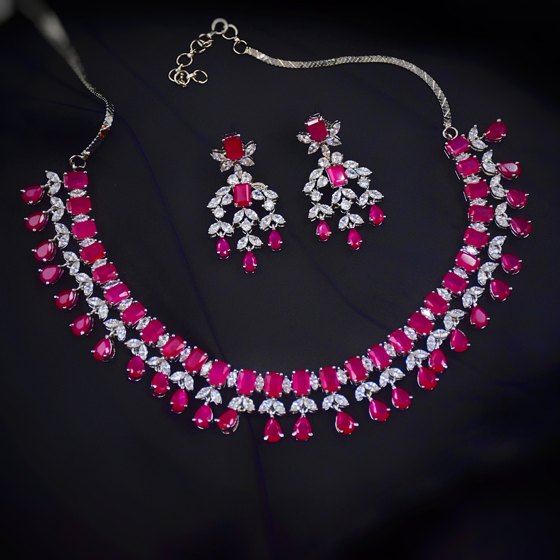 Round Neck Zircon/AD Necklace Set 4151-69 - Dazzles Jewellery