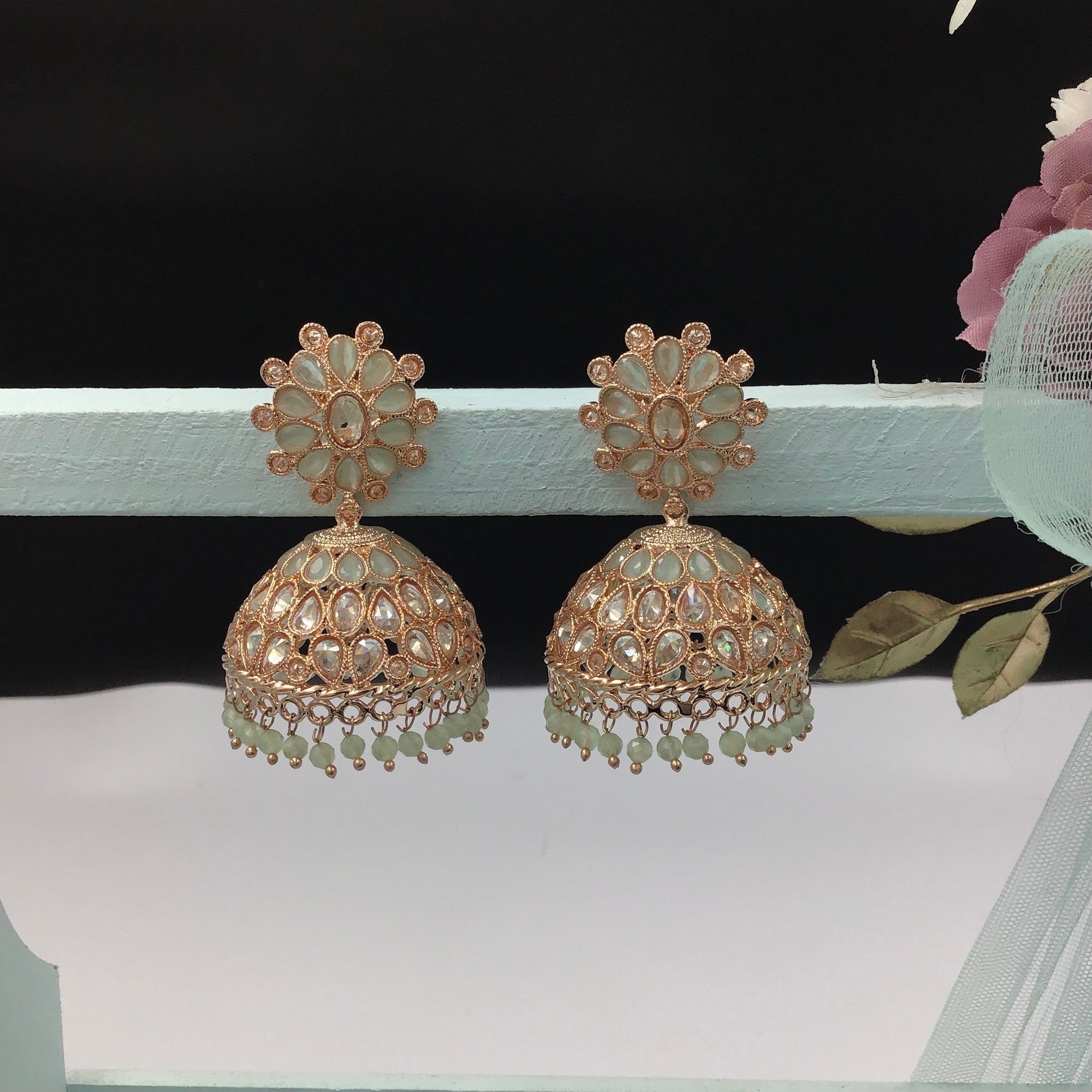 Mint Green Gold Look Jhumki 18059-5241