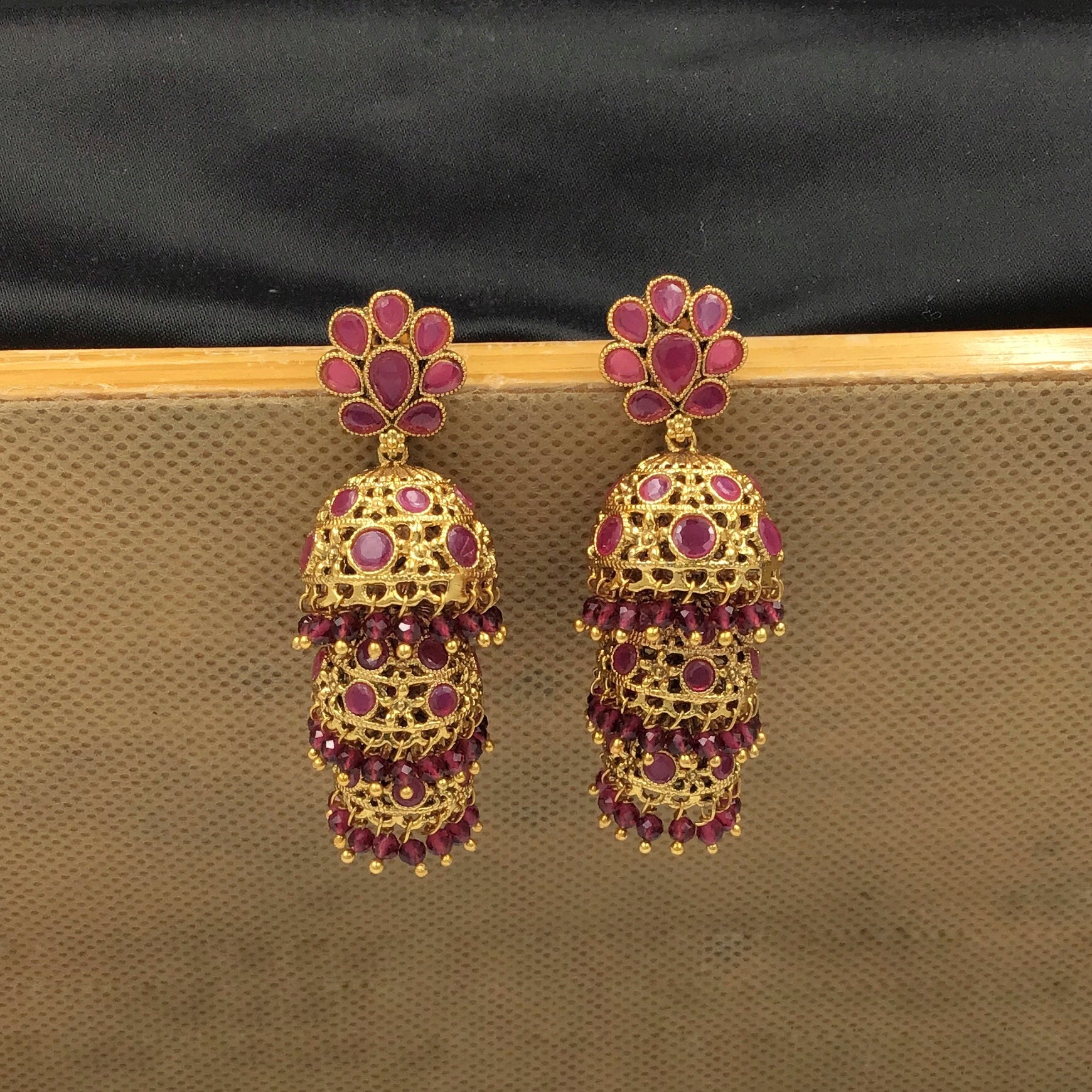 Ruby Gold Look Earring 9759-4840