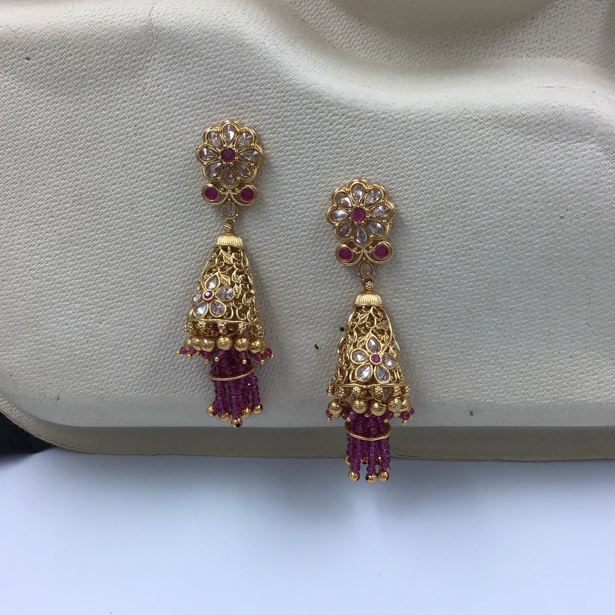 Ruby Gold Look Earring  12913-9532