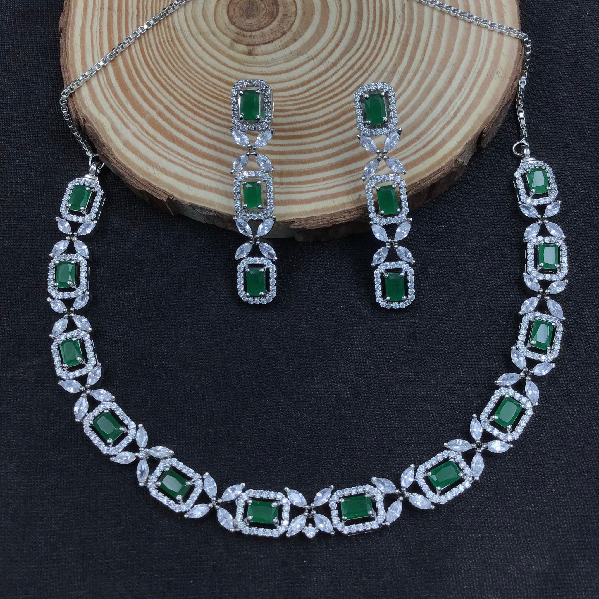 Green Zircon/AD Necklace Set 5402-9467