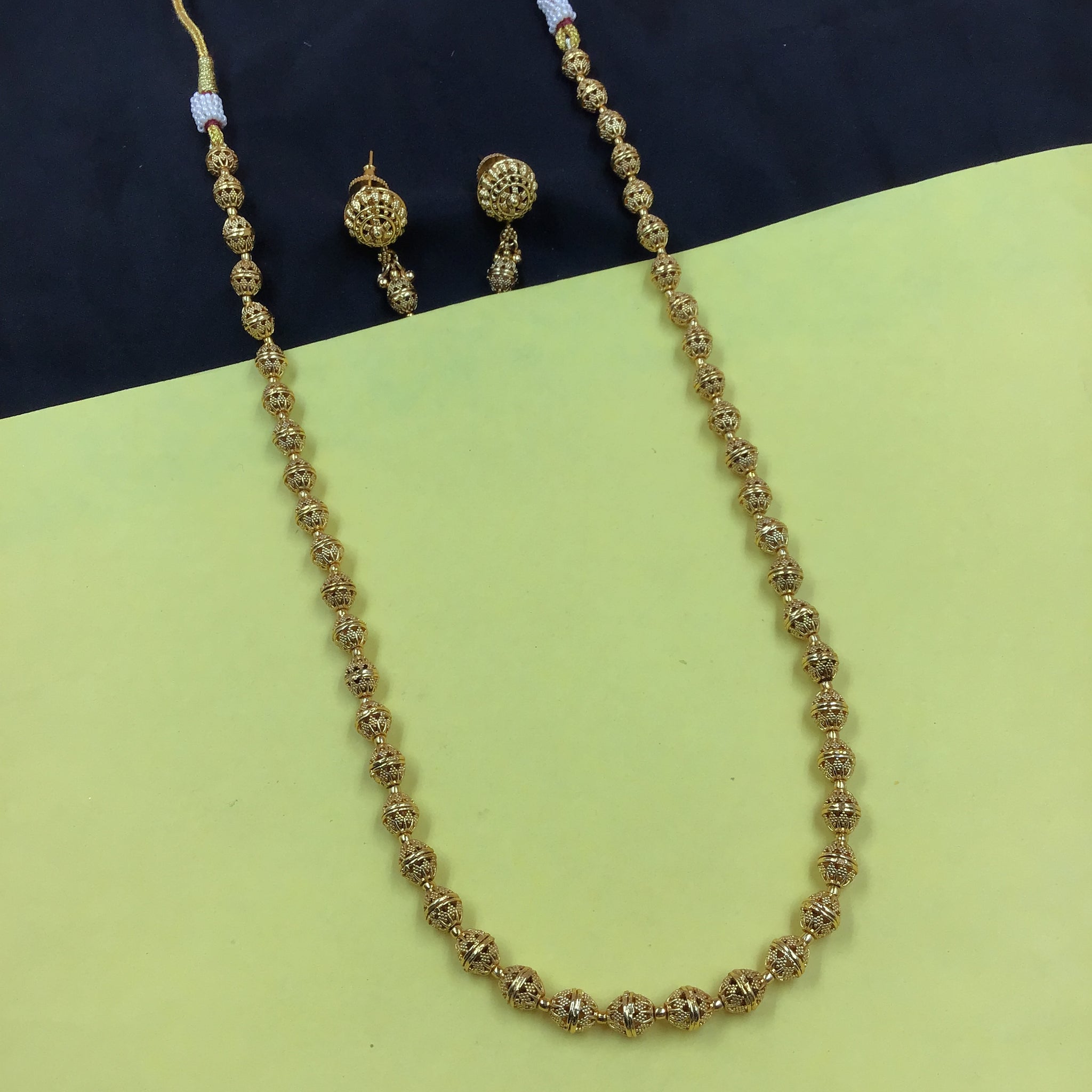 Gold Look Pearl Necklace Set 10976-21