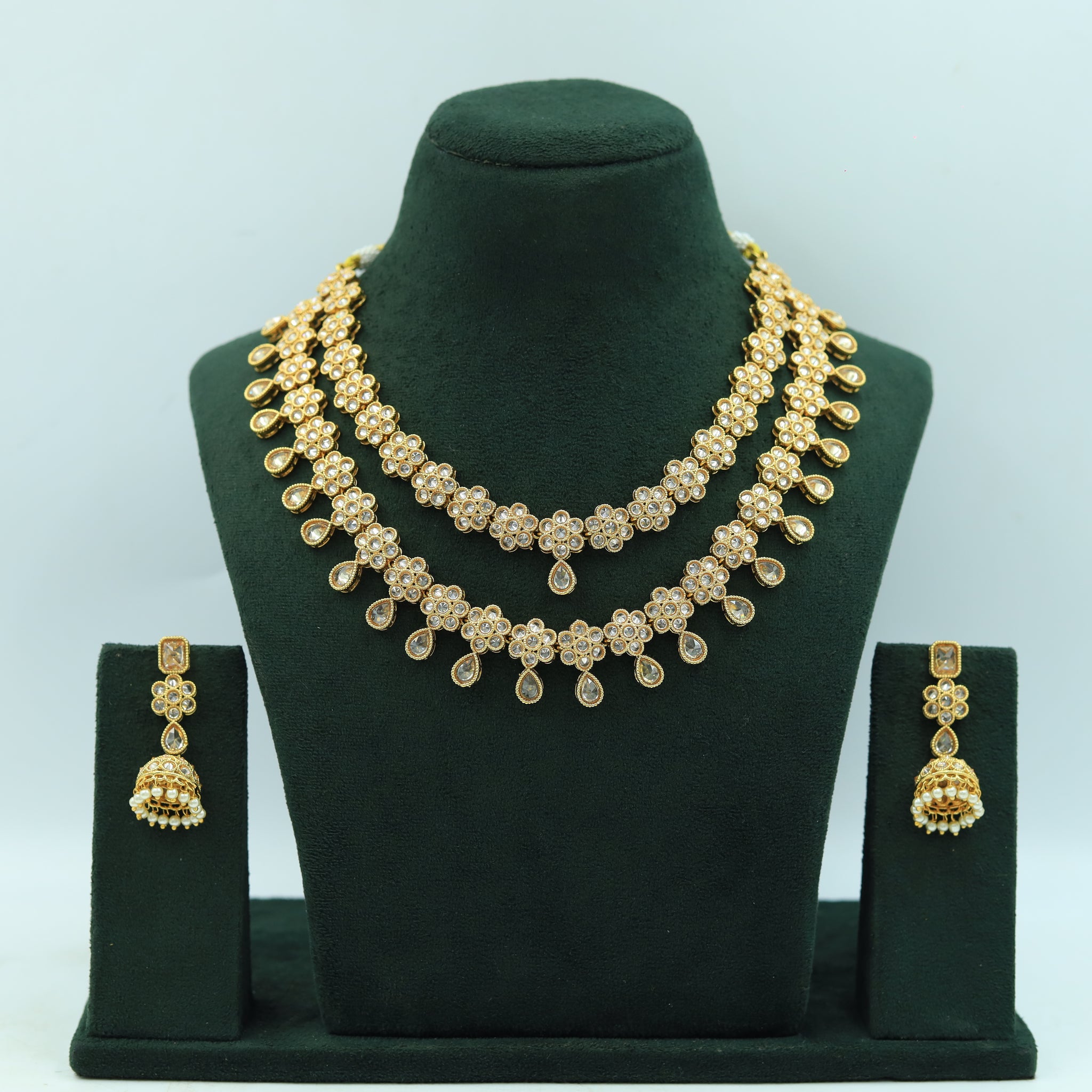 Round Neck Layered Gold Look Necklace Set 13555-28