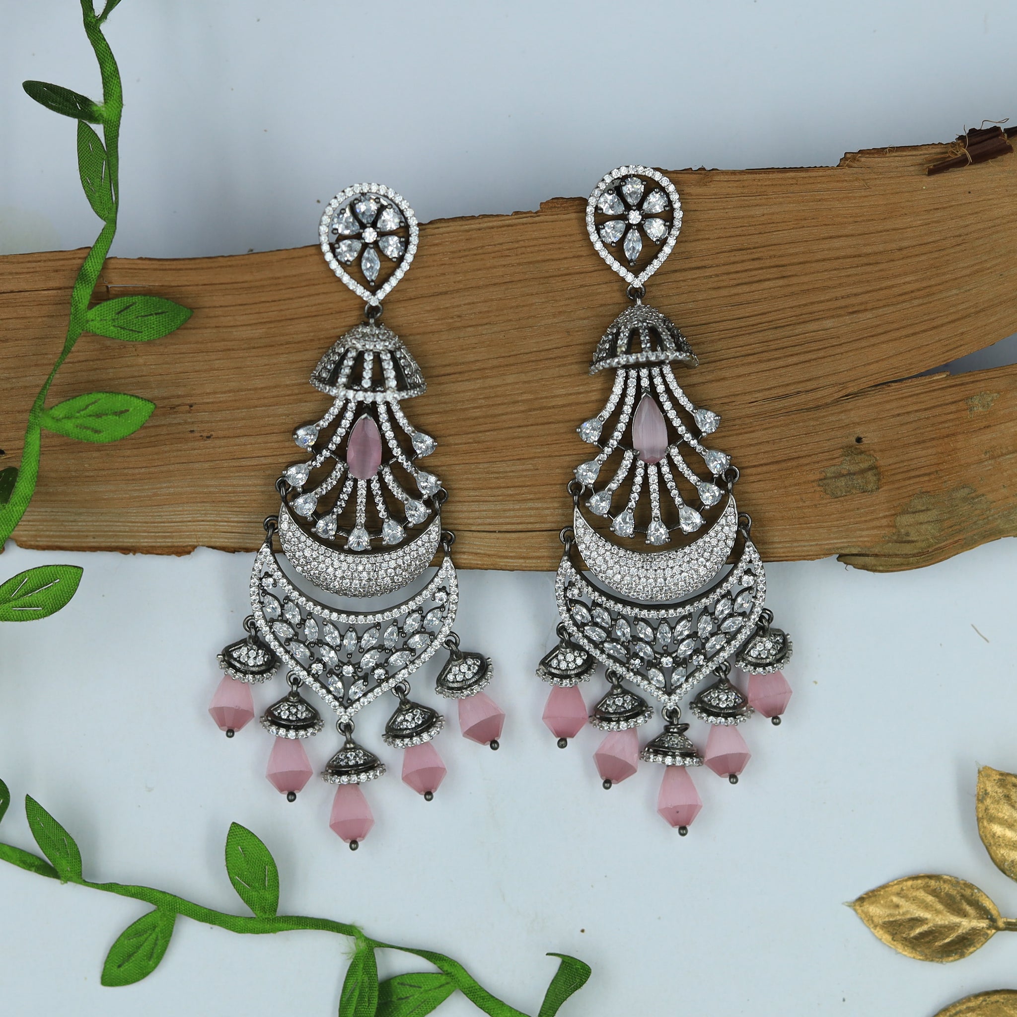 Pink Zircon/AD Earring