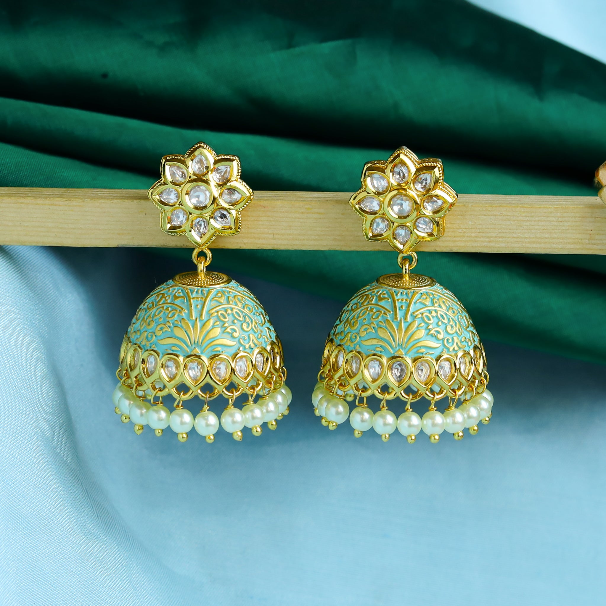 Mint Green Kundan Earring 1214-5279