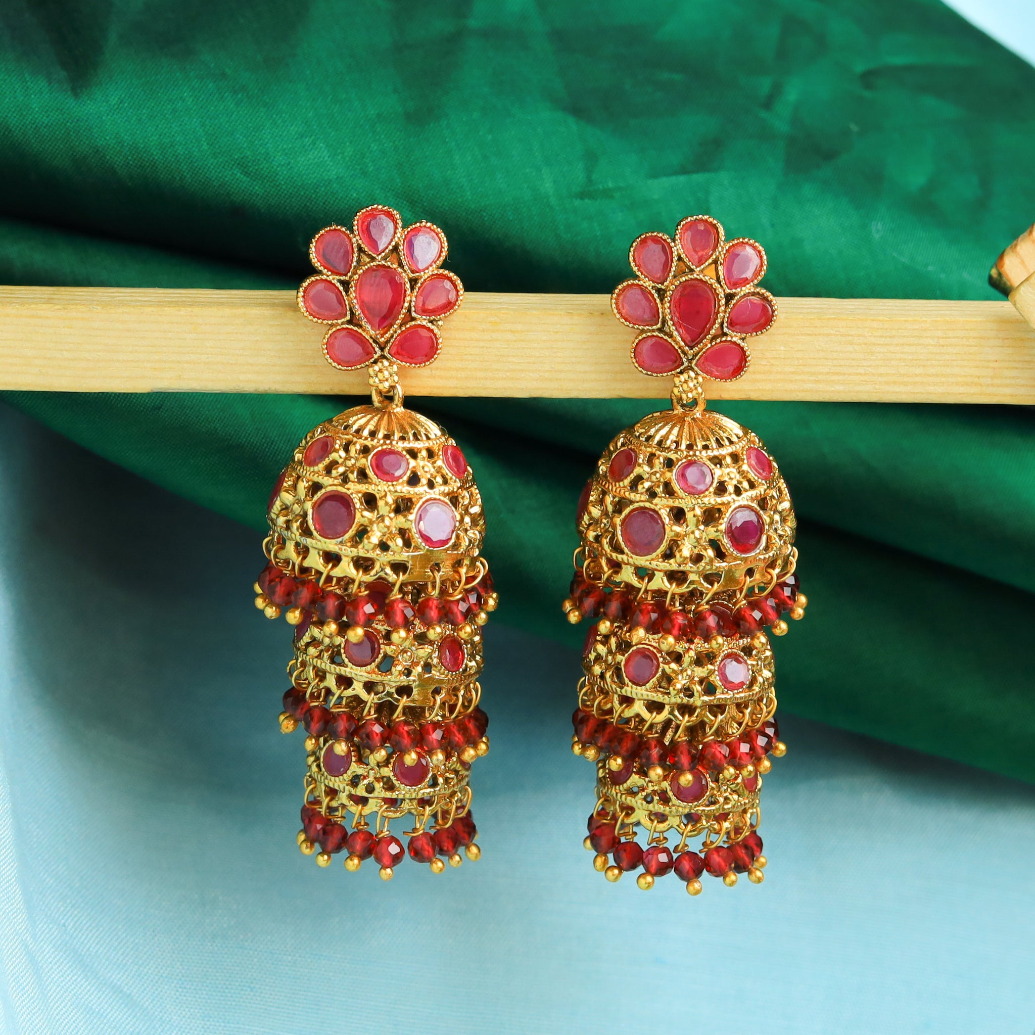 Ruby Gold Look Earring 9759-4840