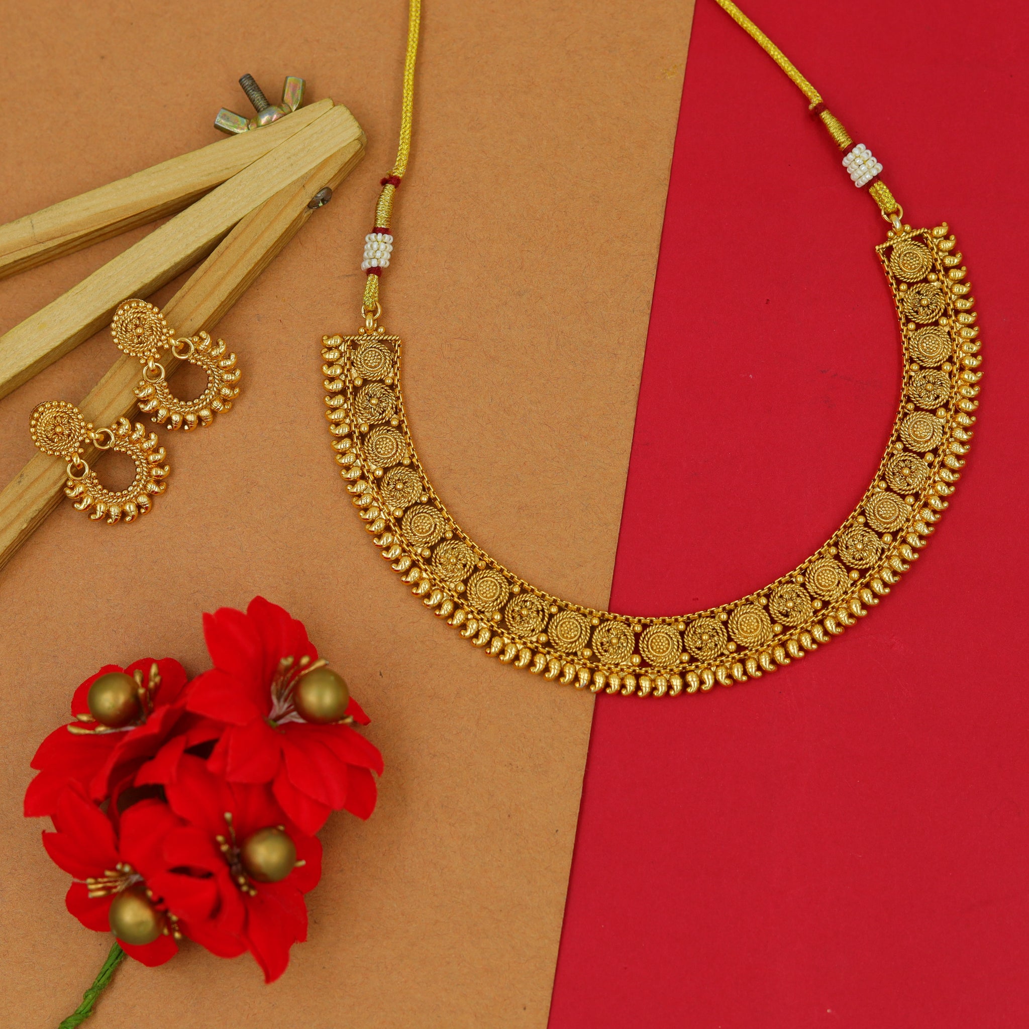 Gold Look Necklace Set 15037-33