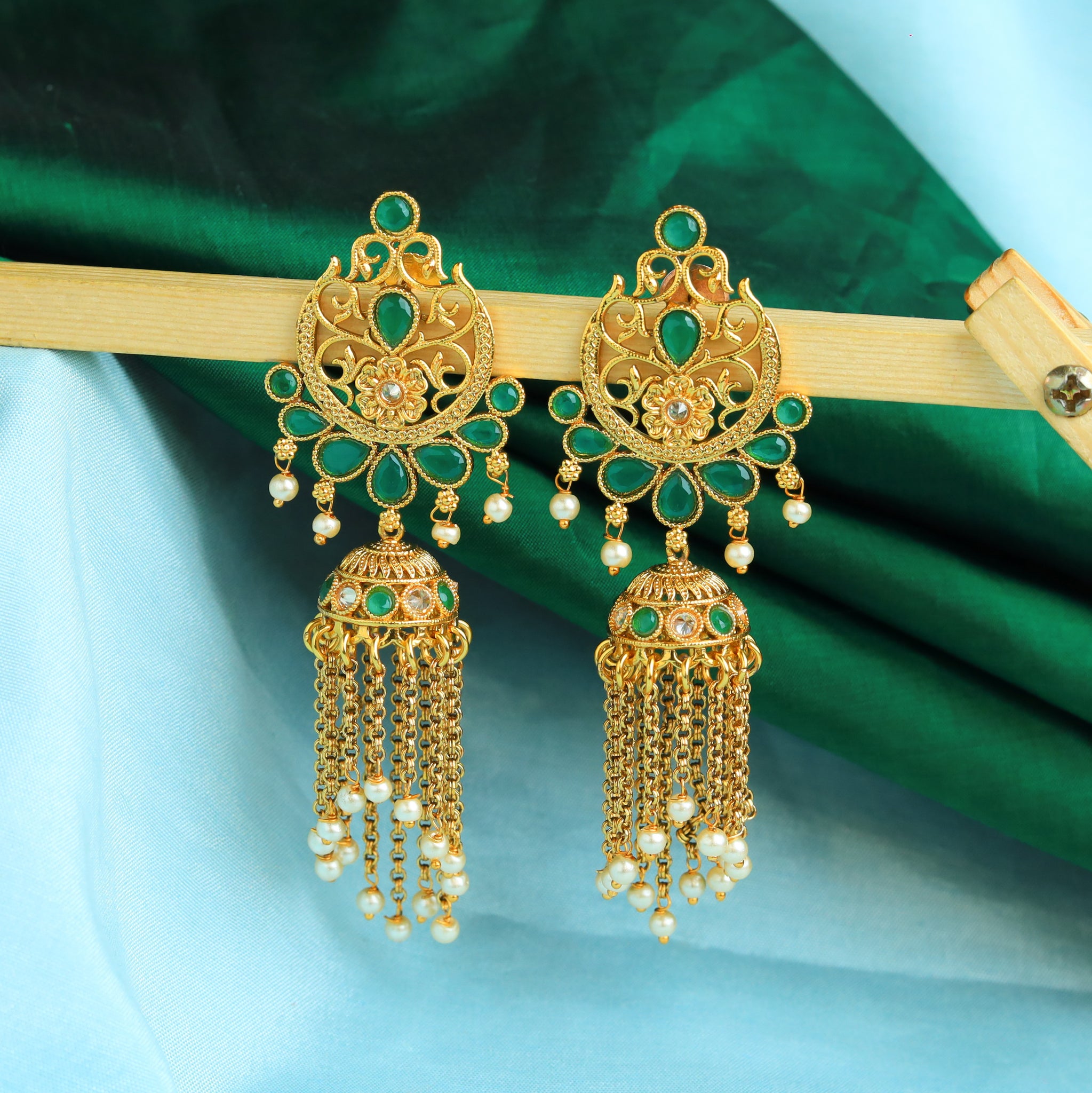 Green Gold Look Earring 7713-1373