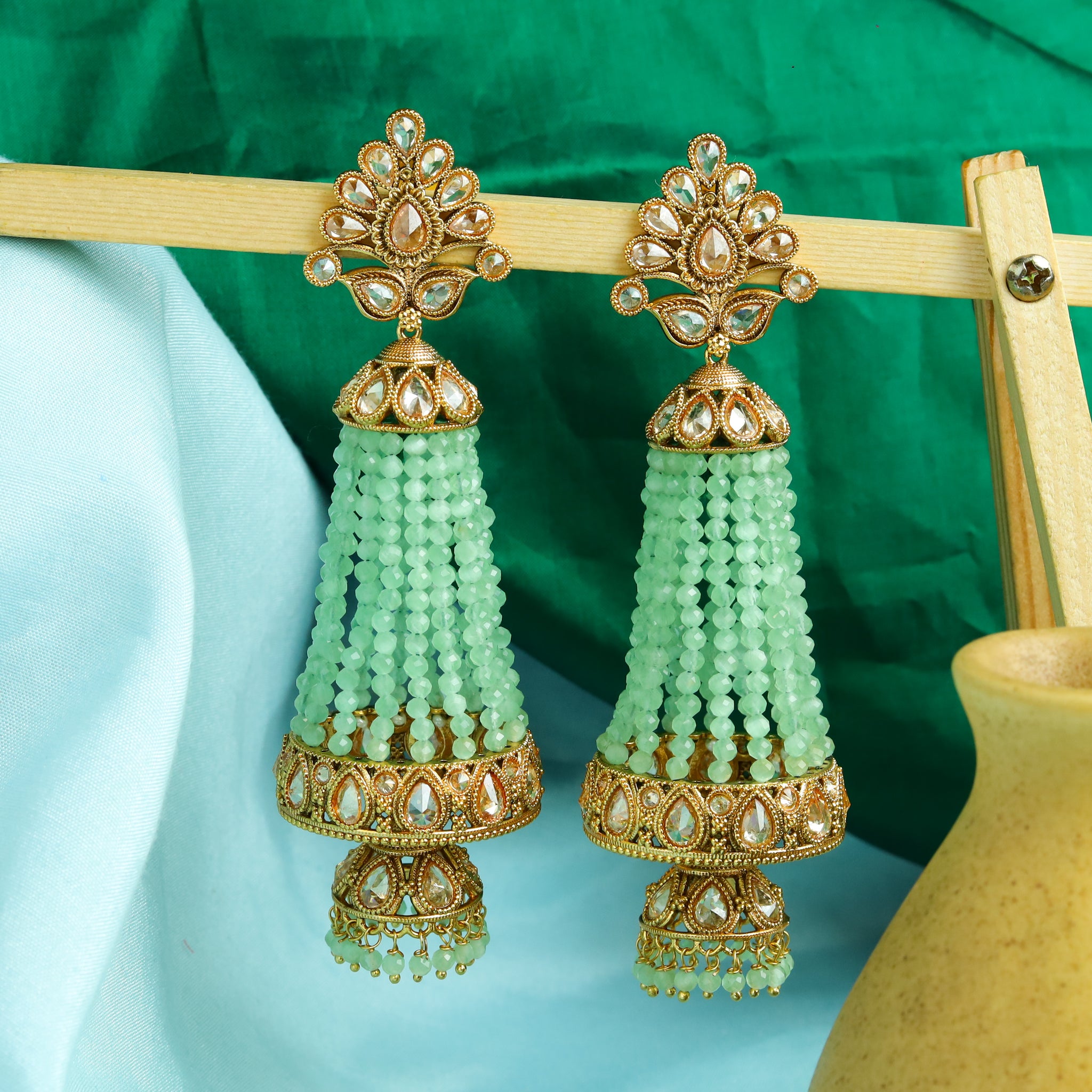 Mint Green Gold Look Earring 10074-5367