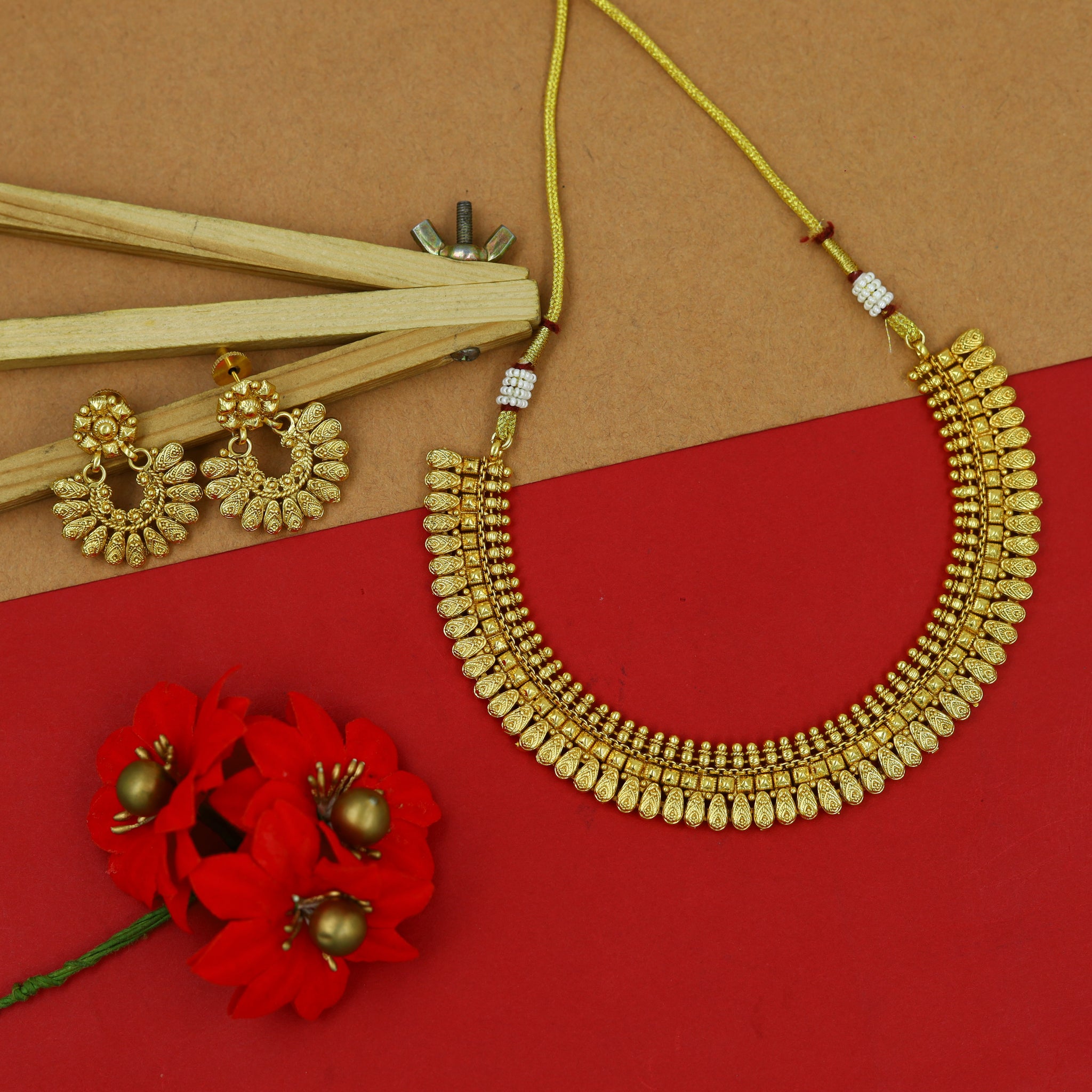 Gold Look Necklace Set 15046-33