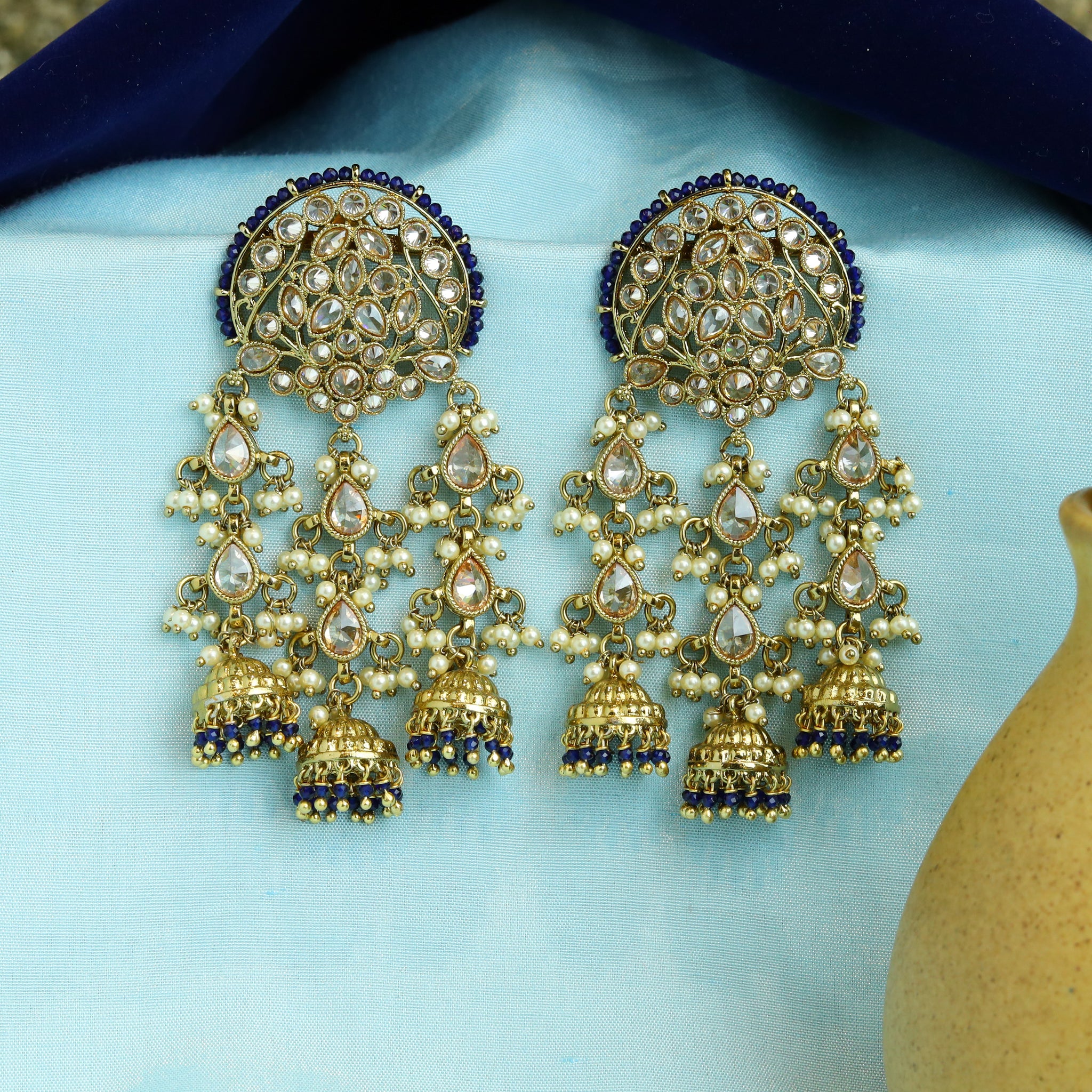 Blue Mehandi Polish Earrings  9578-4485