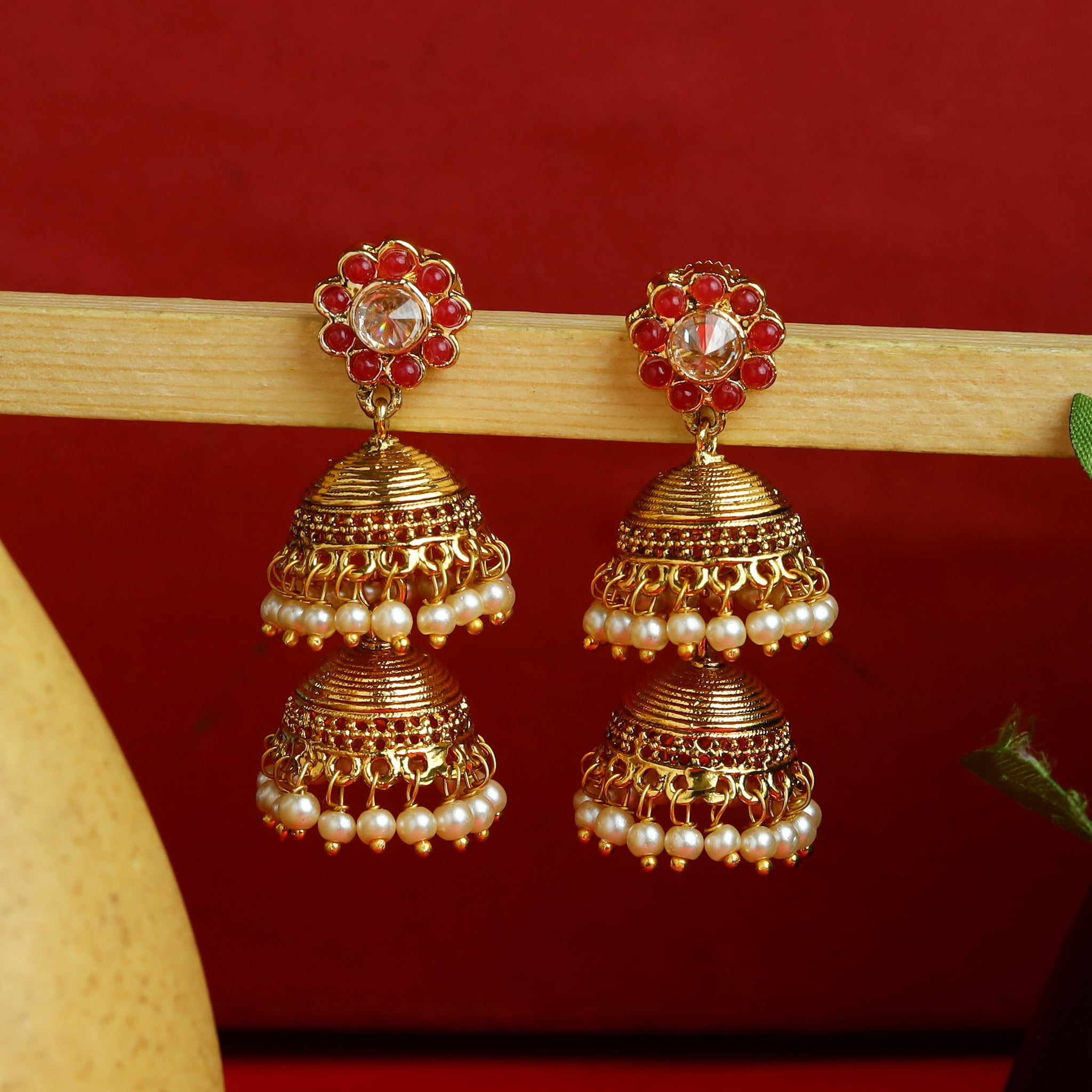 Ruby Gold Look Earring 5132-9197