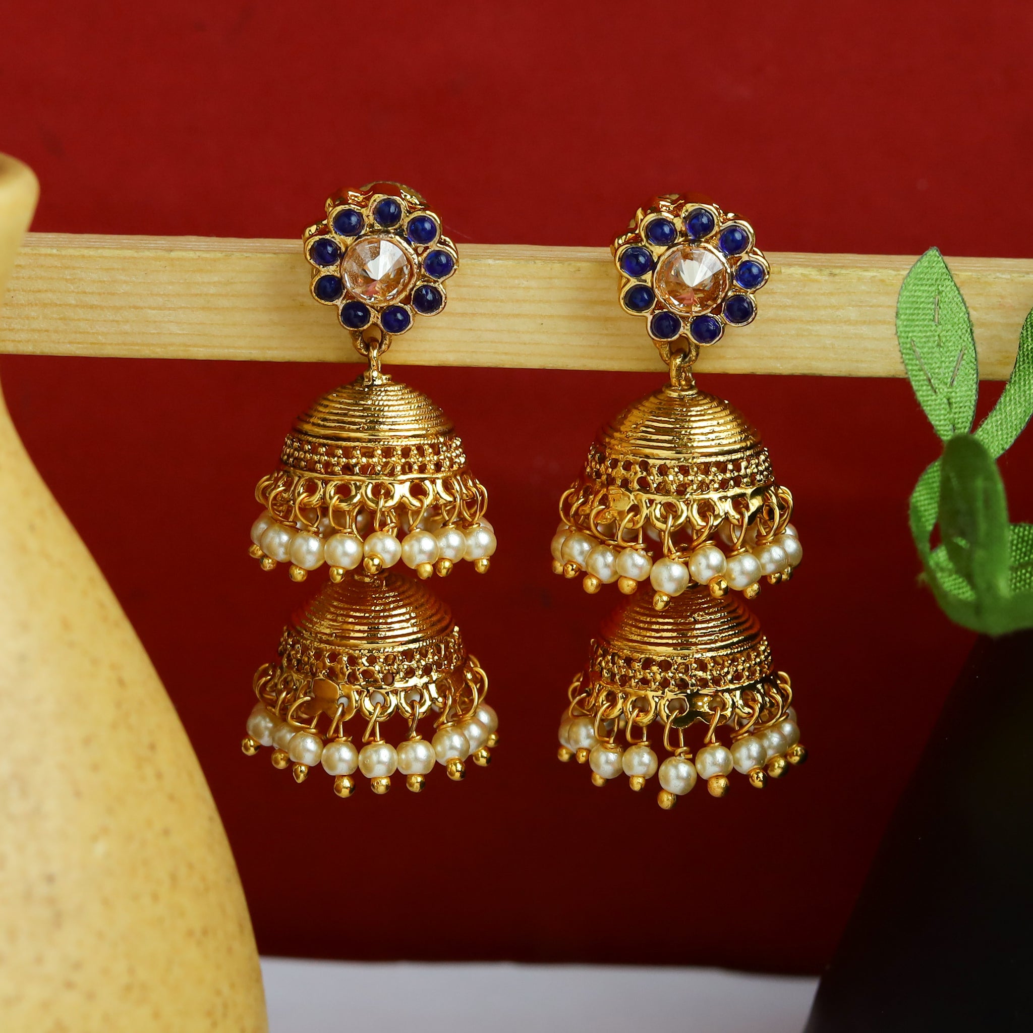 Blue Gold Look Jhumki 5134-9199