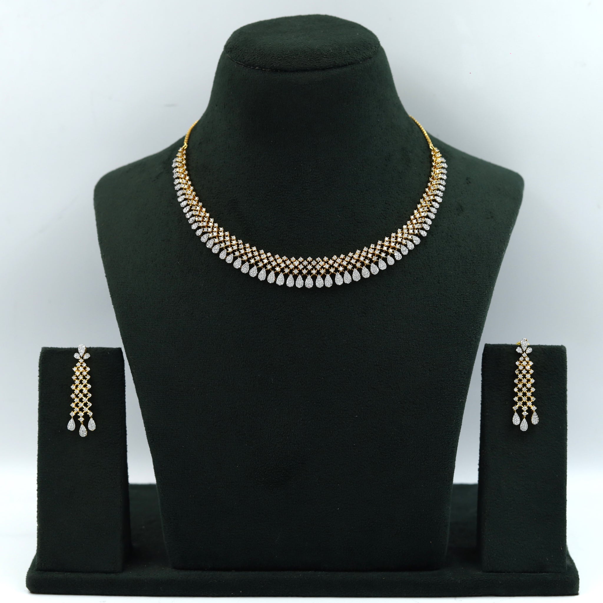 Round Neck Zircon/AD Necklace Set 15319-69