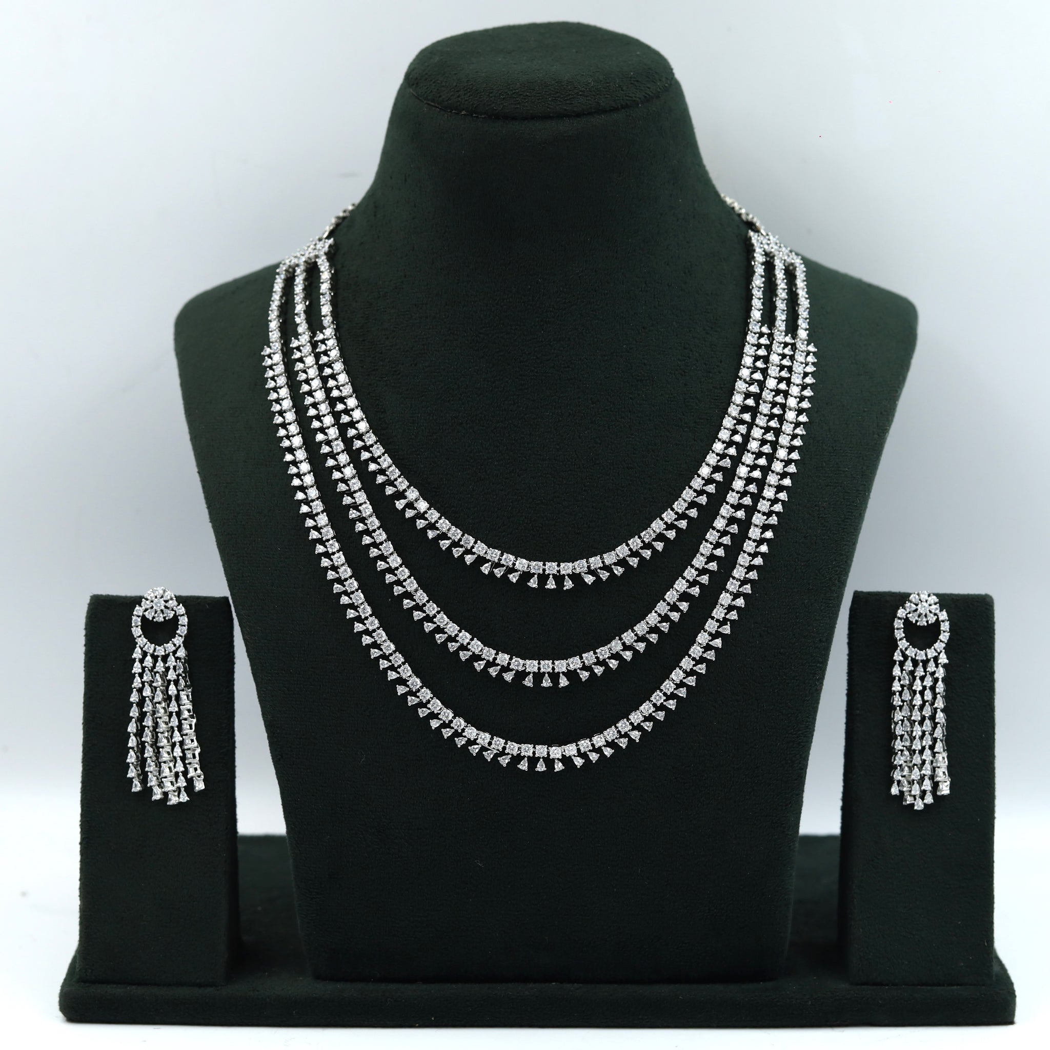 Round Neck Zircon/AD Necklace Set 15326-69