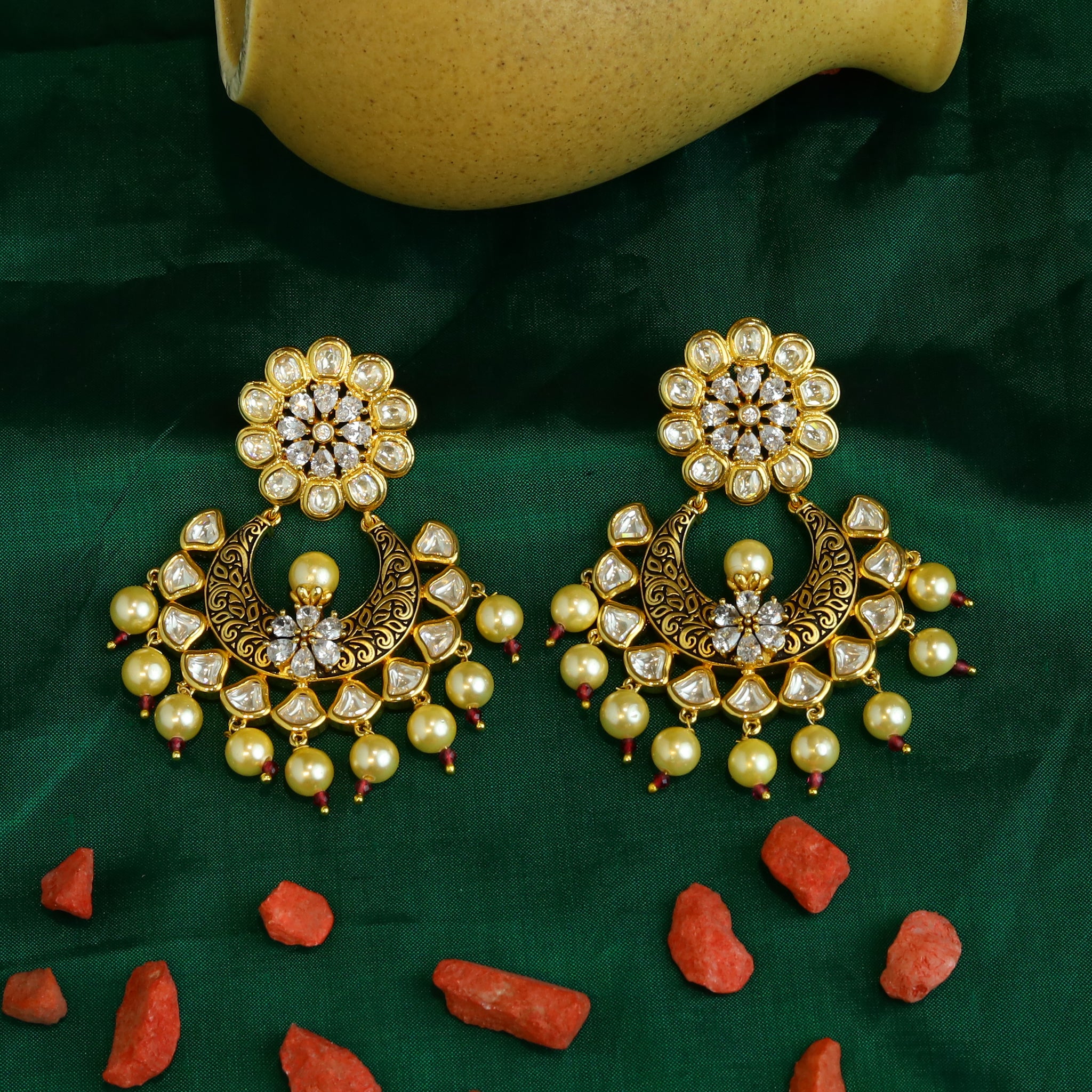 Black Kundan Meenakari Earring 8770-2813