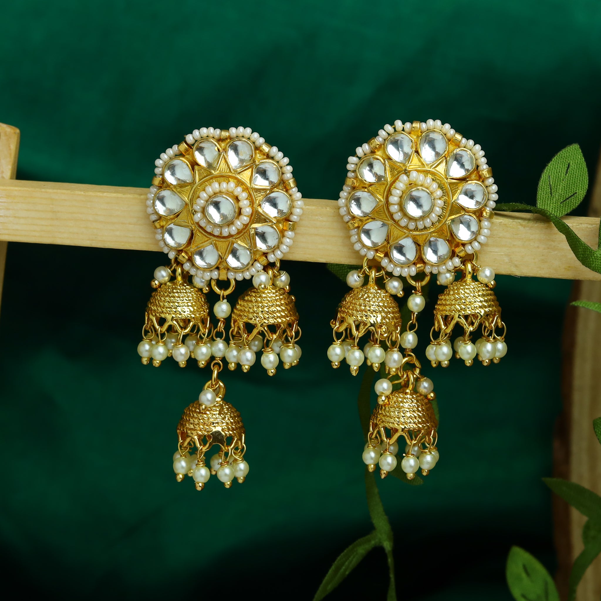 White Kundan Earring 3526-7591