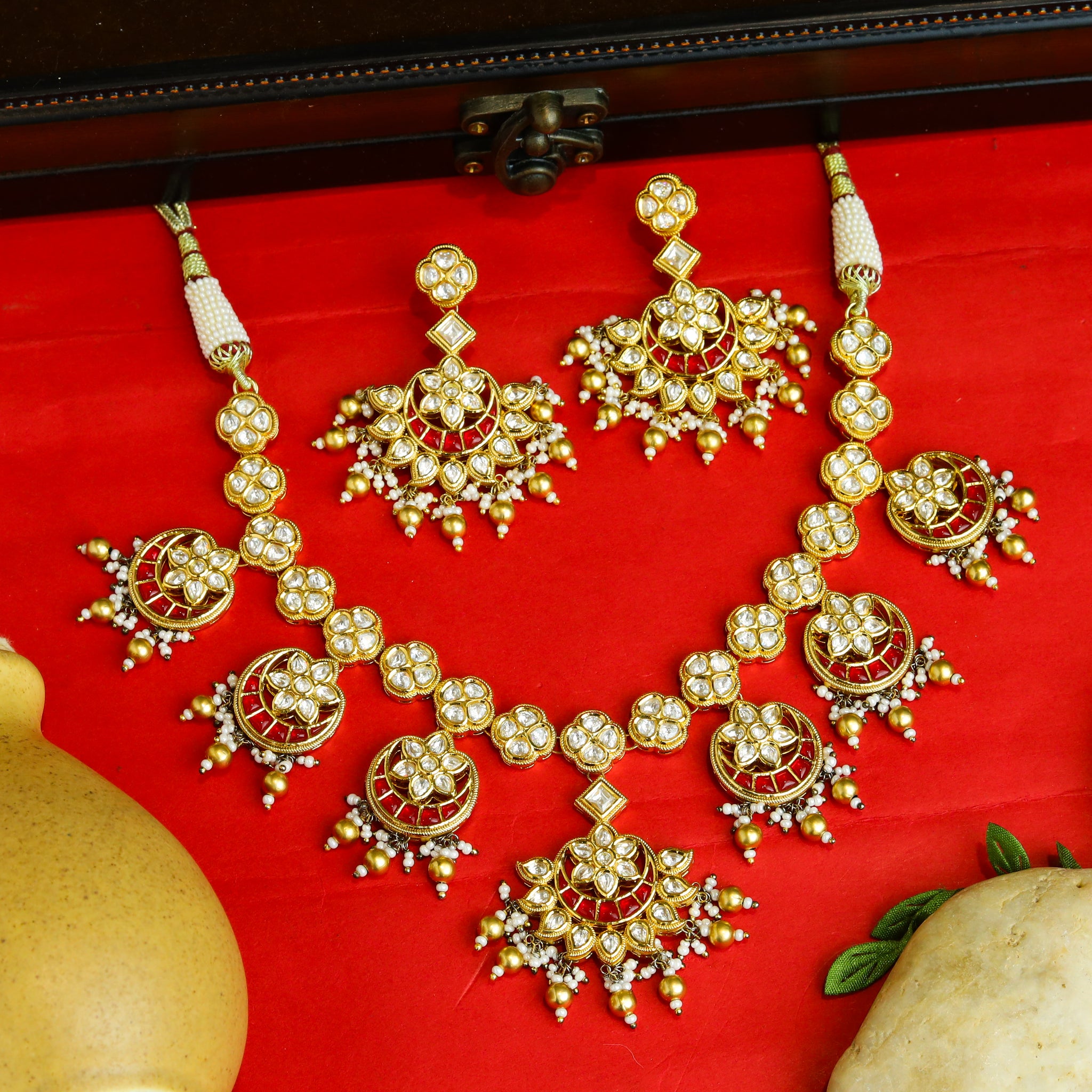 Ruby Kundan Necklace Set