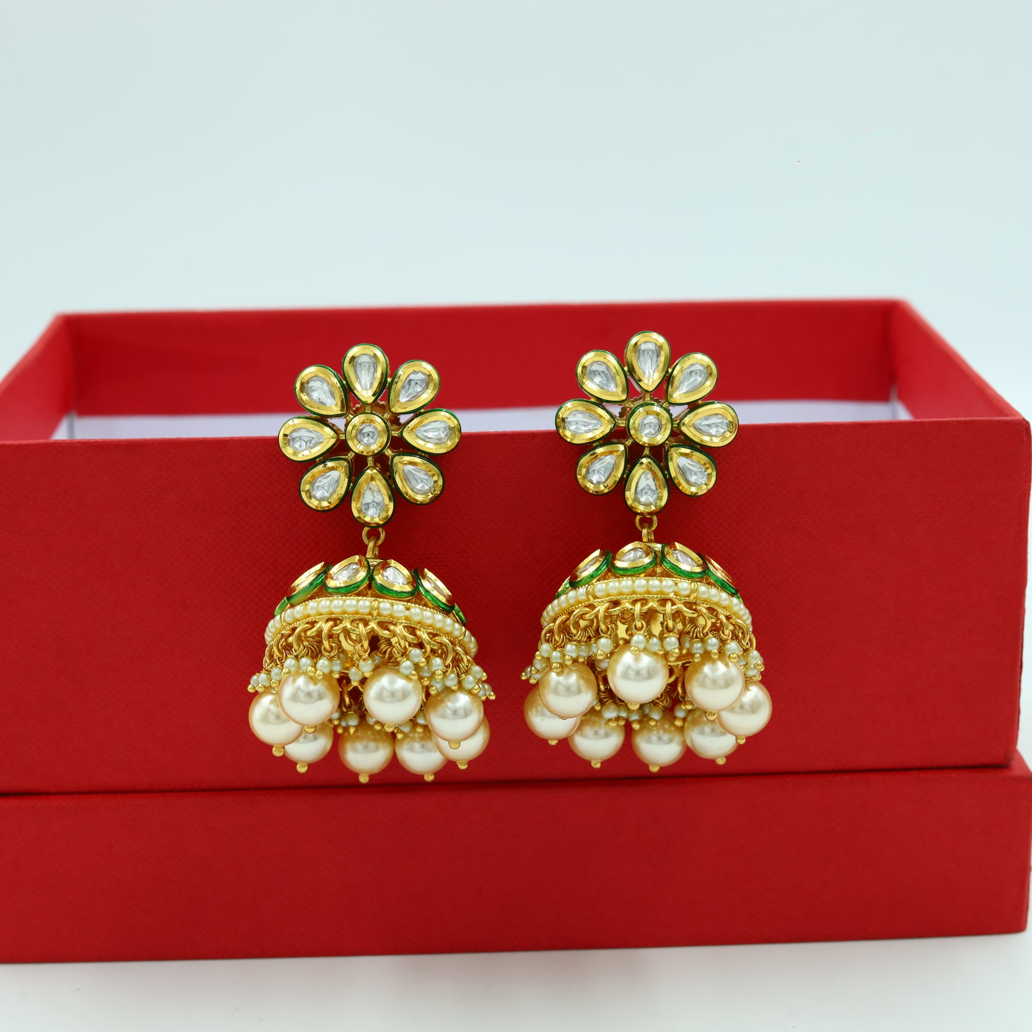 Green Kundan Earring 7698-1345