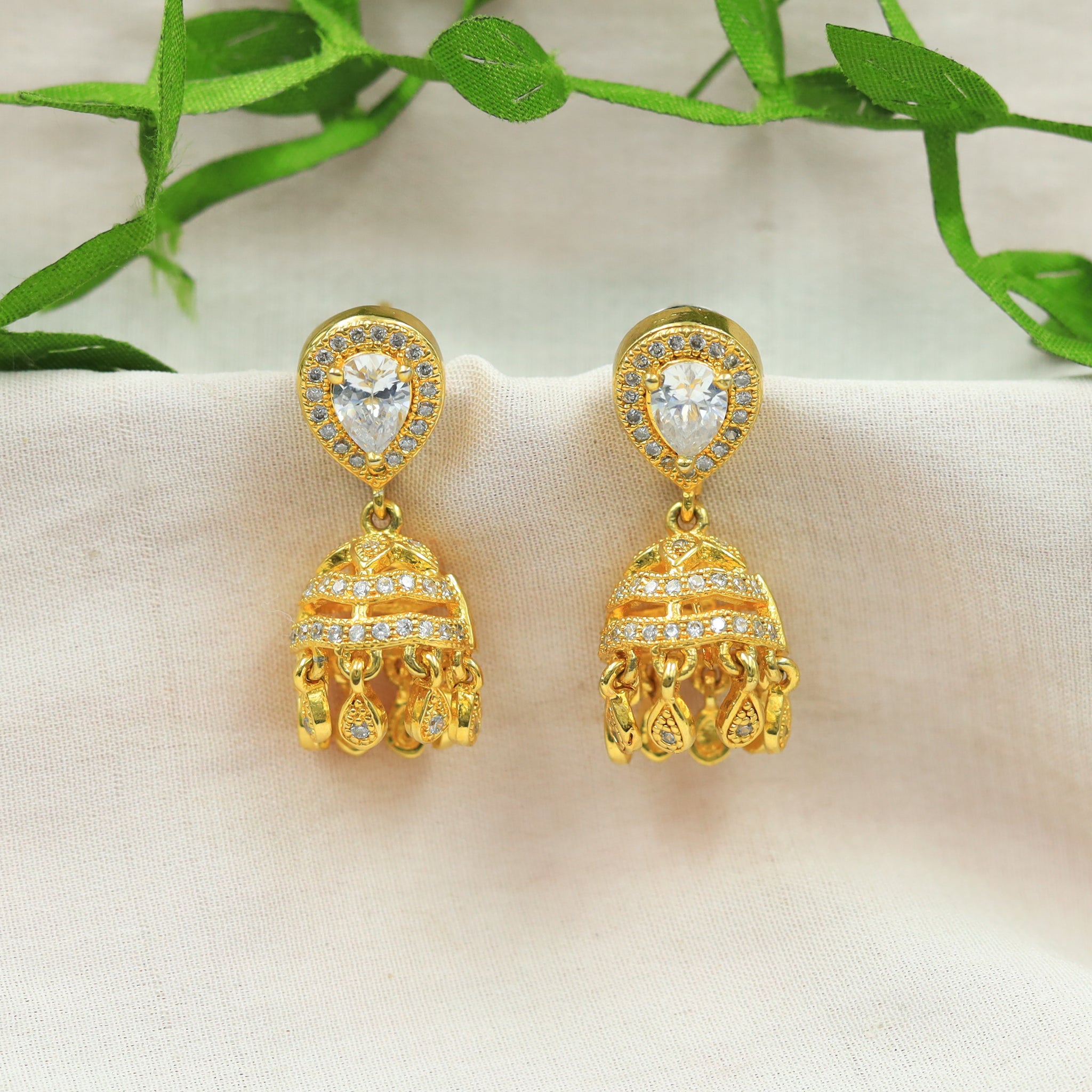 Gold Zircon/AD Earring 11313-7309