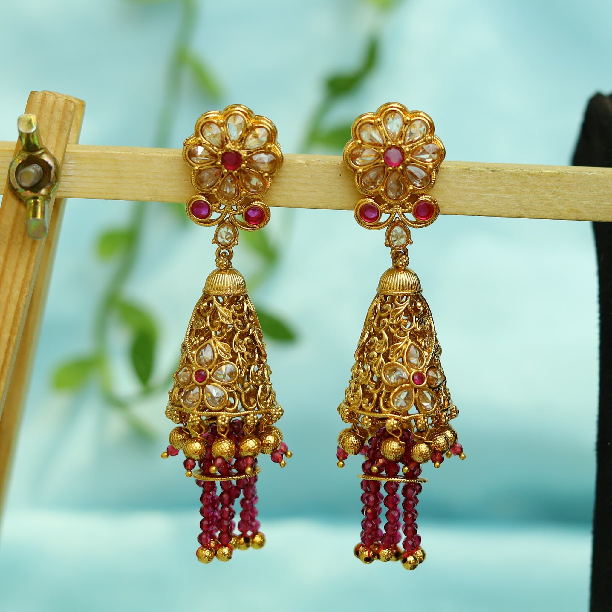 Ruby Gold Look Earring  12913-9532