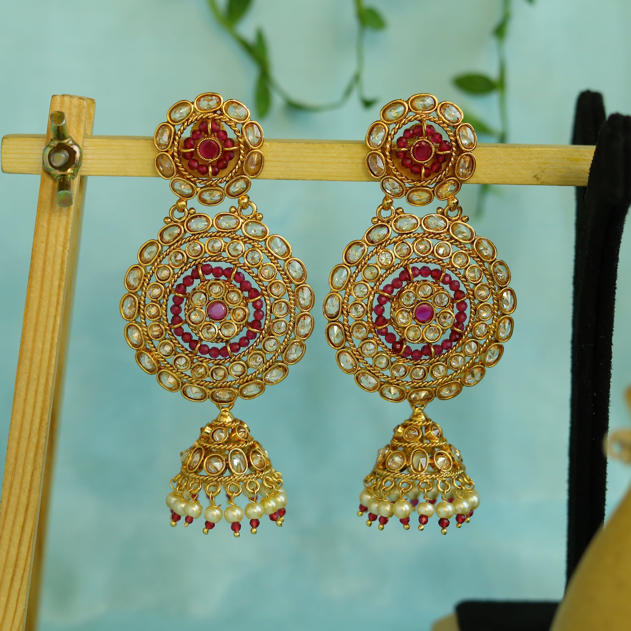 Ruby Gold Look Earring 13390-0429