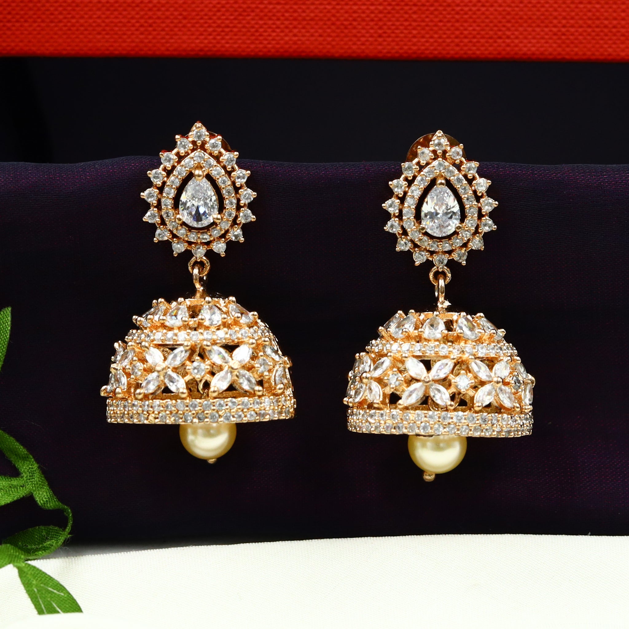 Rose Gold Zircon/AD Earring 18050-5232