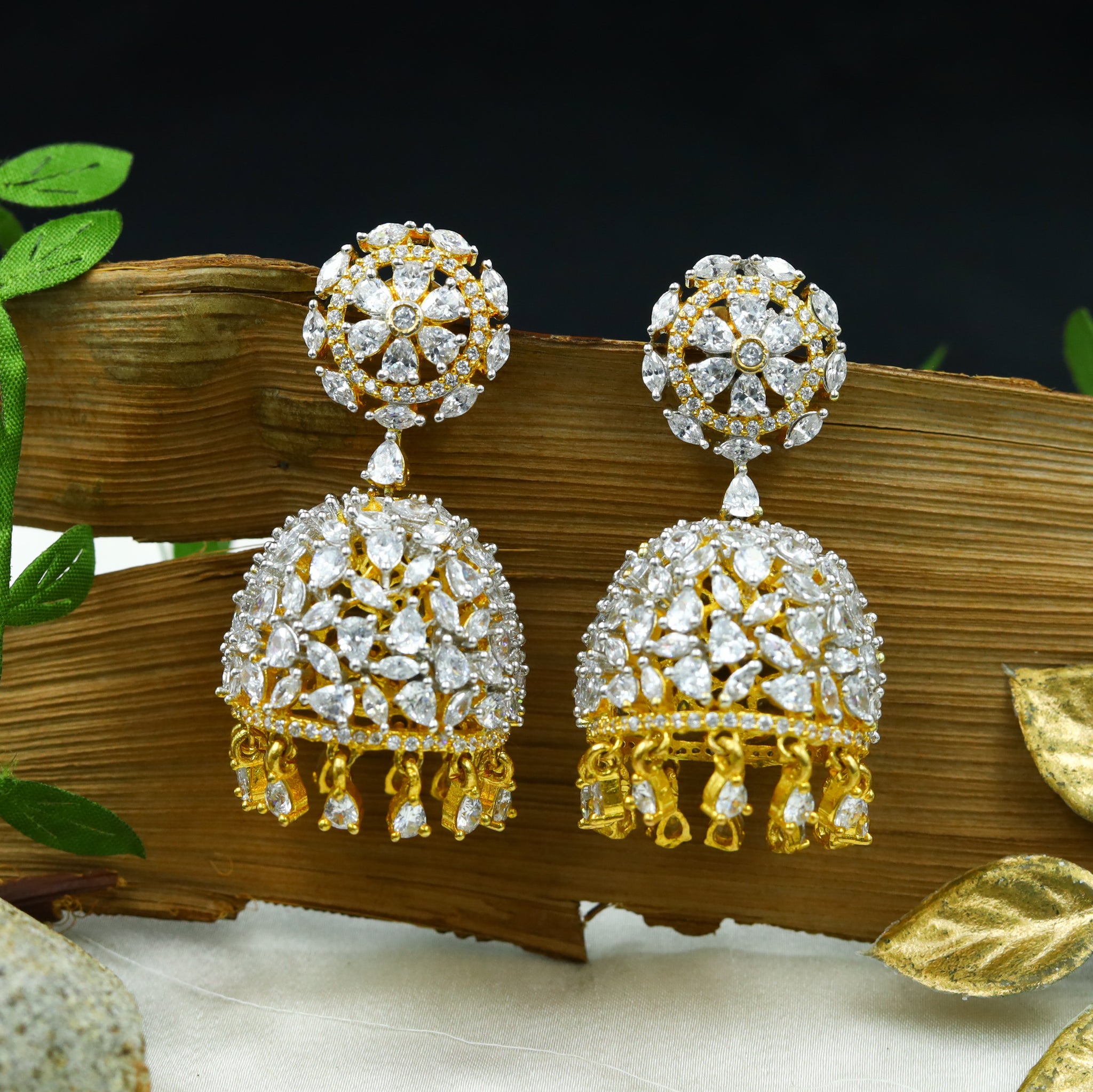 Gold Zircon/AD Earring 9876-5036