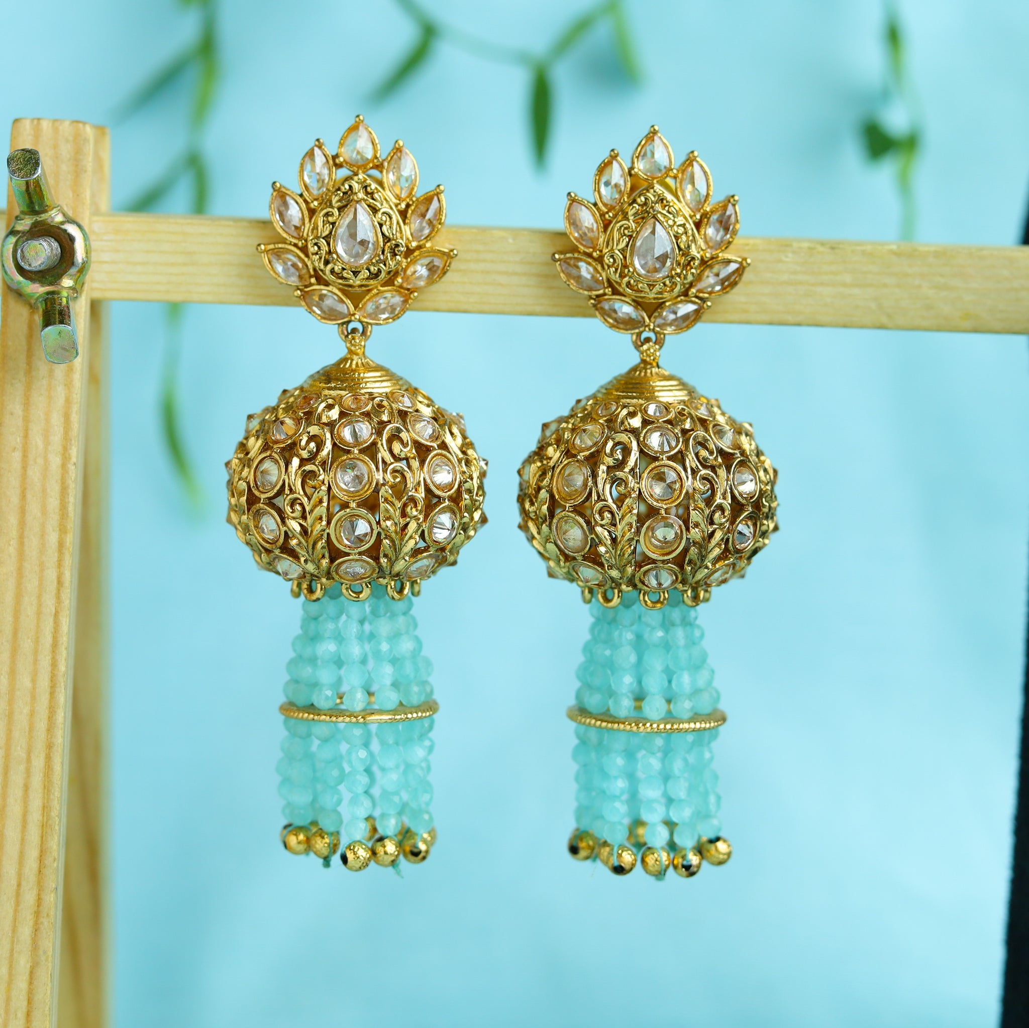 Mint Green Gold Look Earring 12907-9521