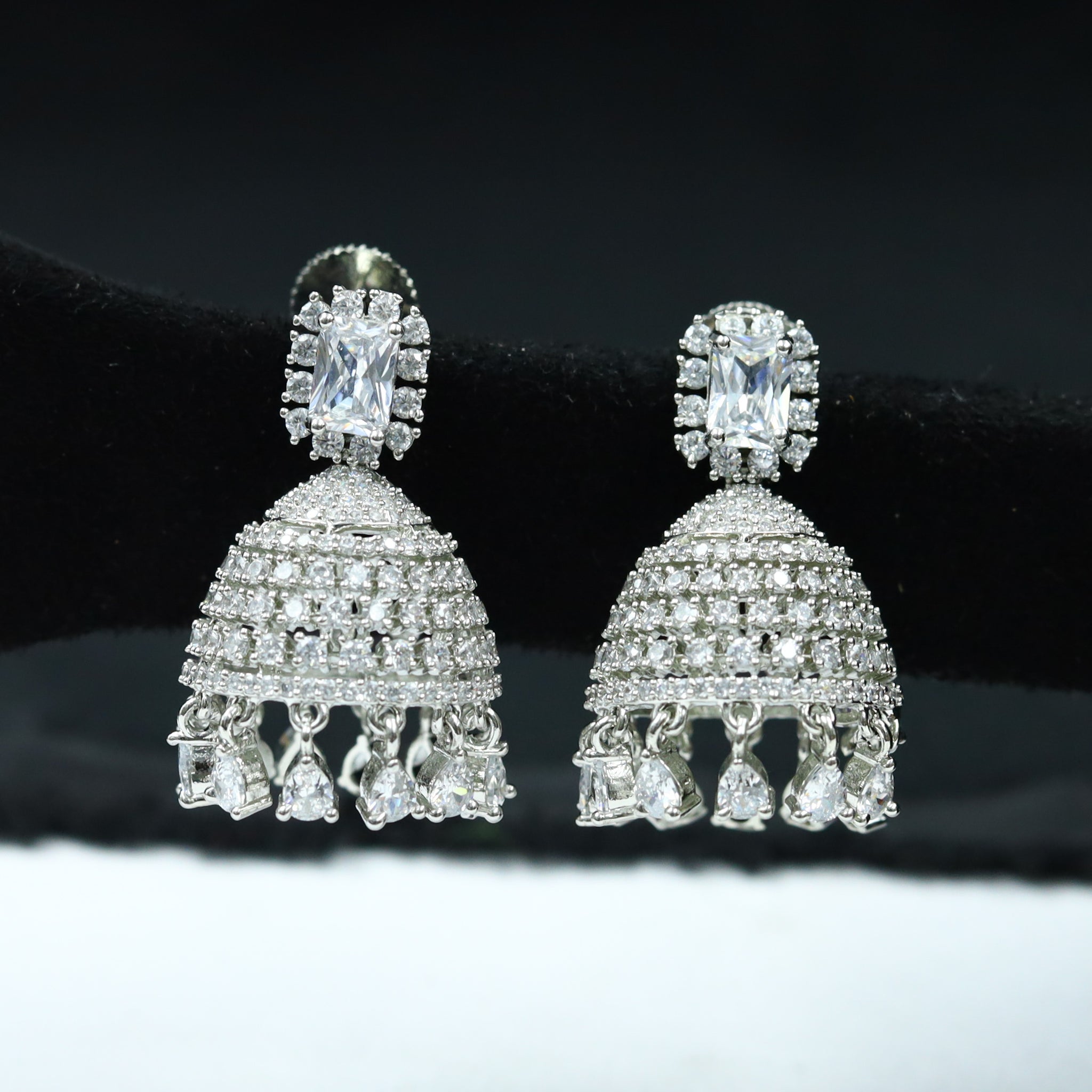 Silver Polish Zircon/AD Earring 6708-69