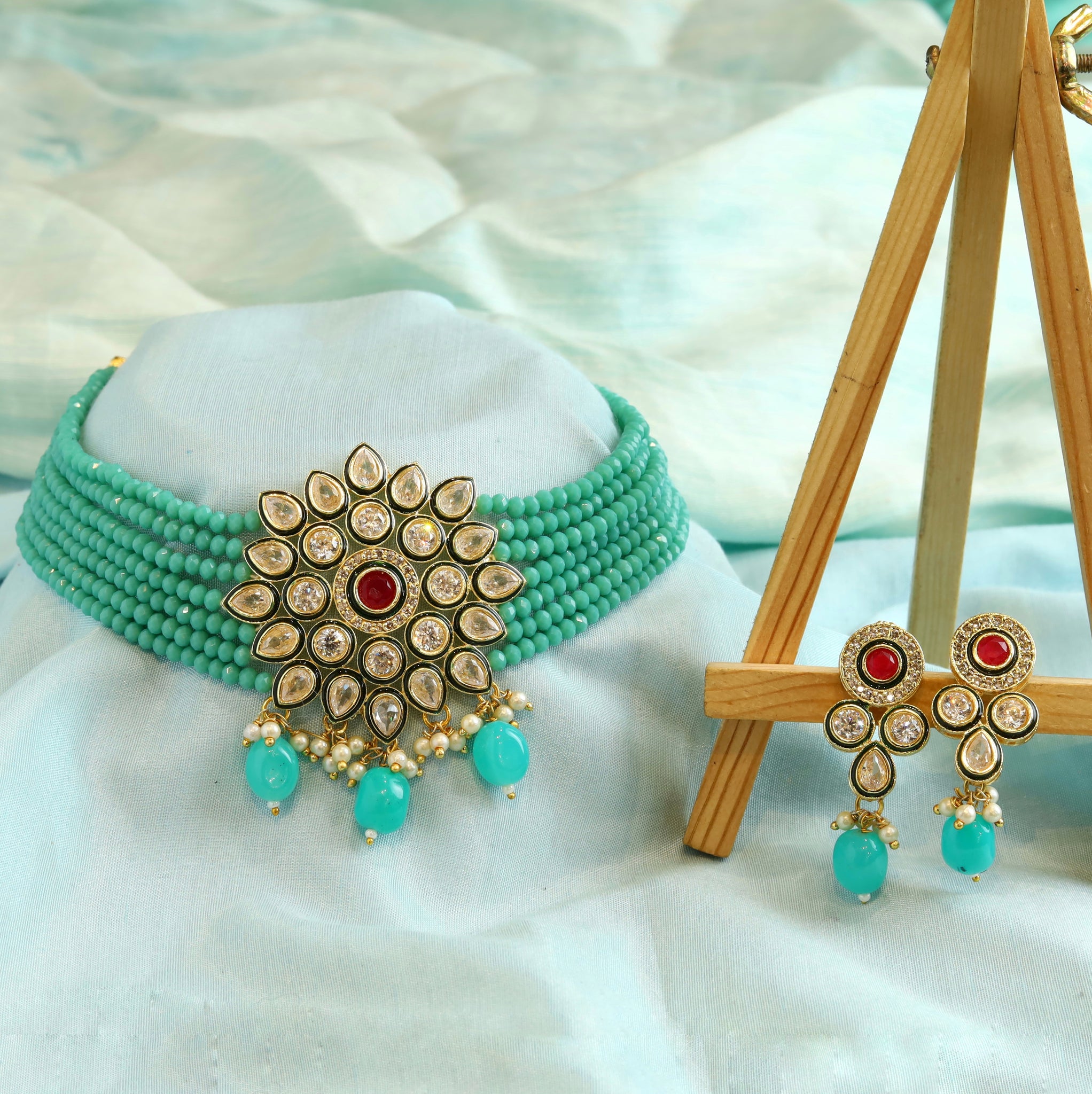 FIrozi Polki Necklace Set