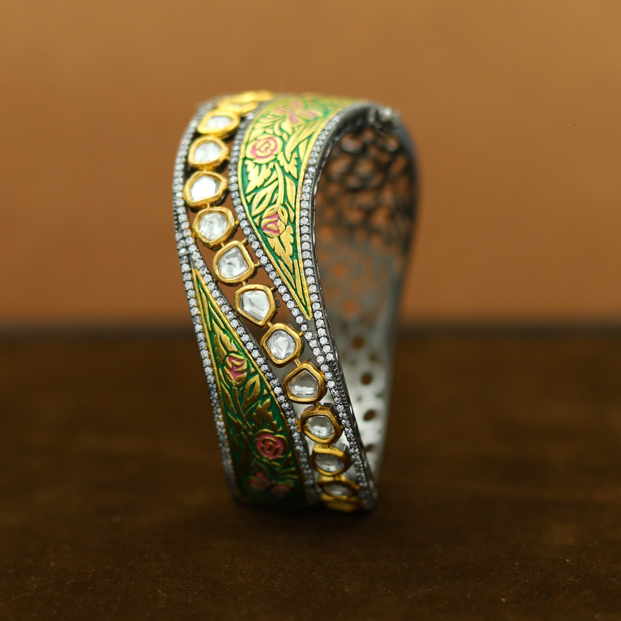 Kundan Meenakari Green Bracelet 10016-5266