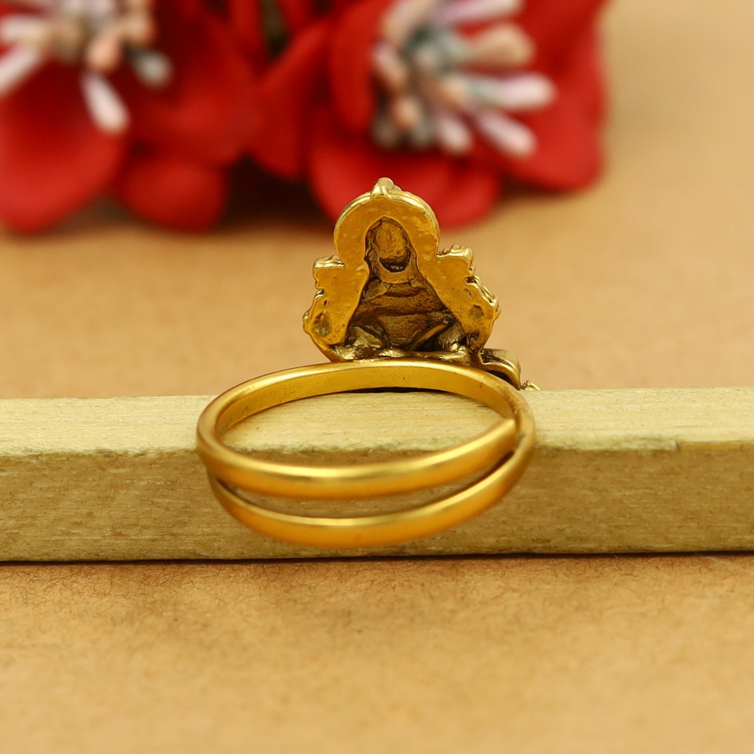 Adjustable Antique Gold Plated Temple Ring 15796-28