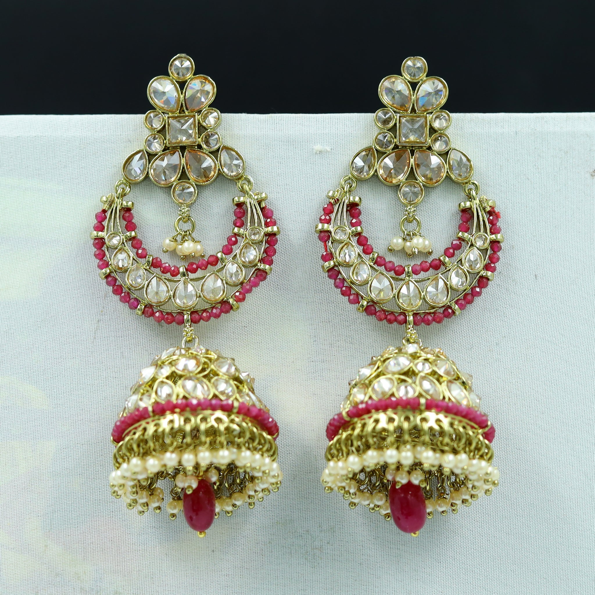 Ruby Color Mehandi Polish Antique Jhumki 7660-1267