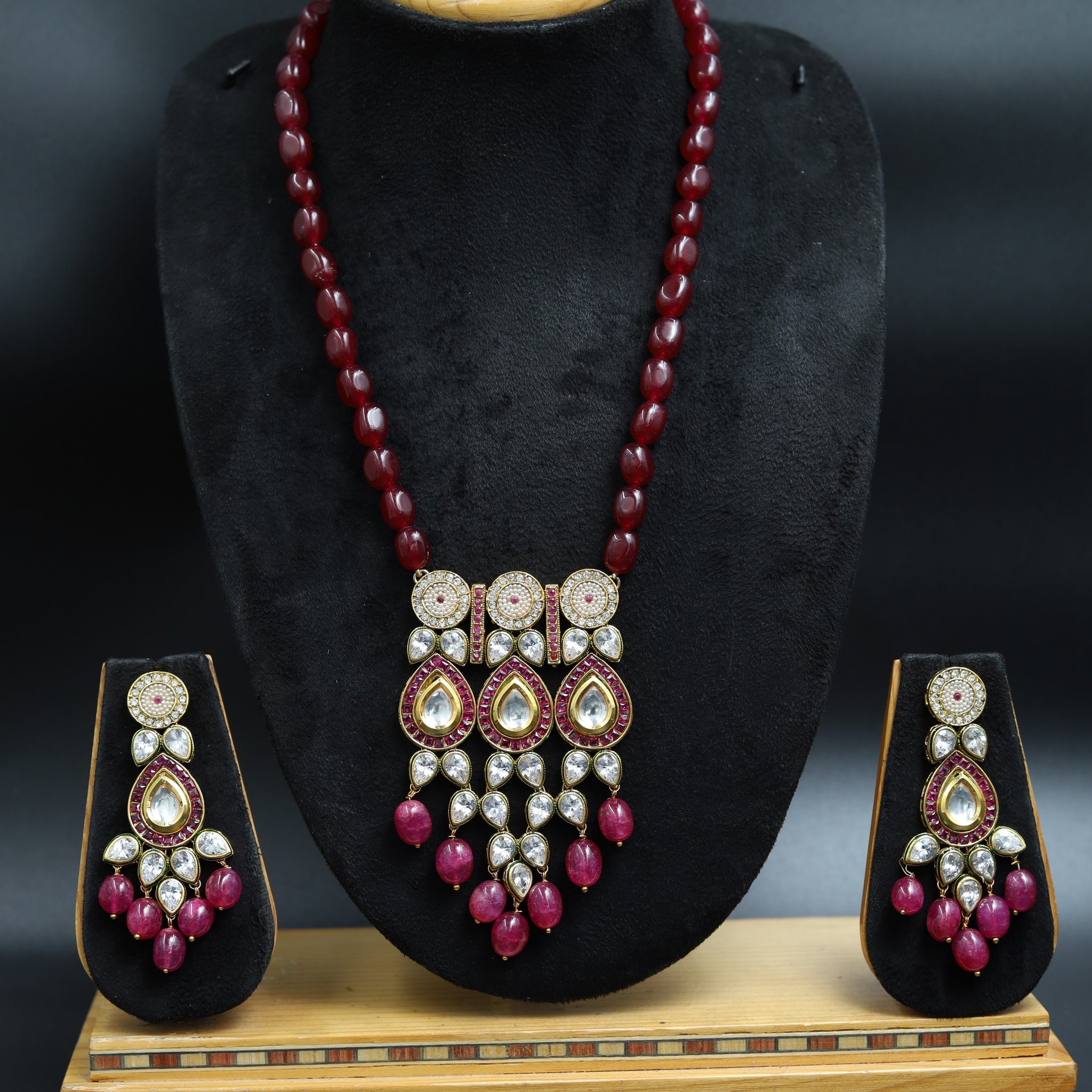 Ruby Polki Pendant Set 14517-1785