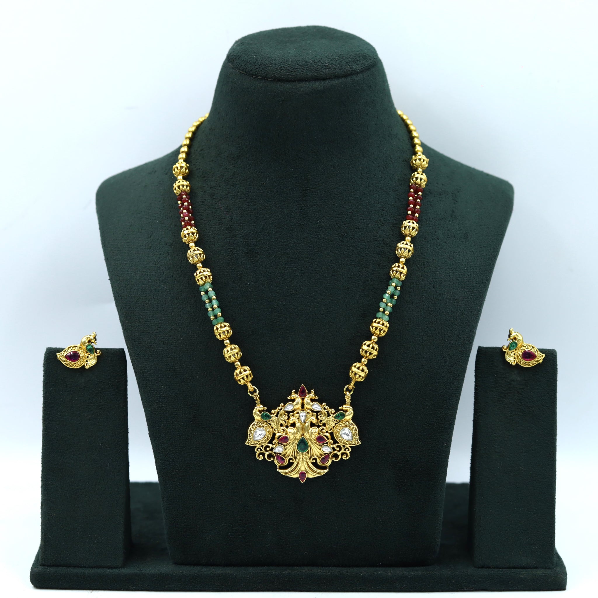 Designer Antique Gold Plated Pendant Set 15518-06