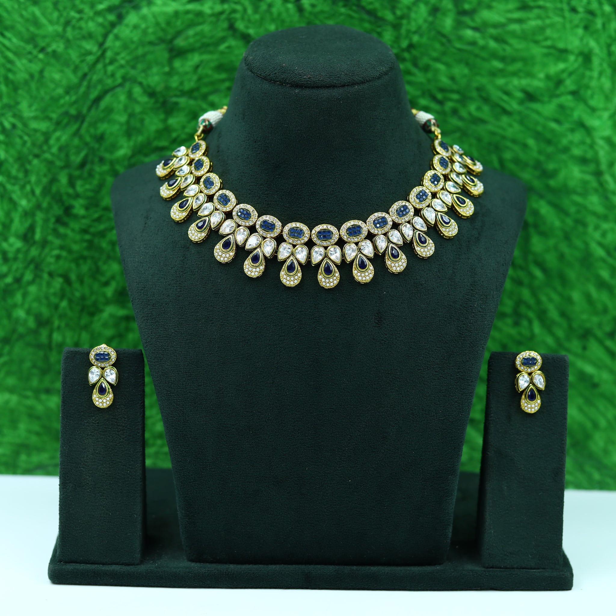 Blue Polki Necklace Set 4741-8806