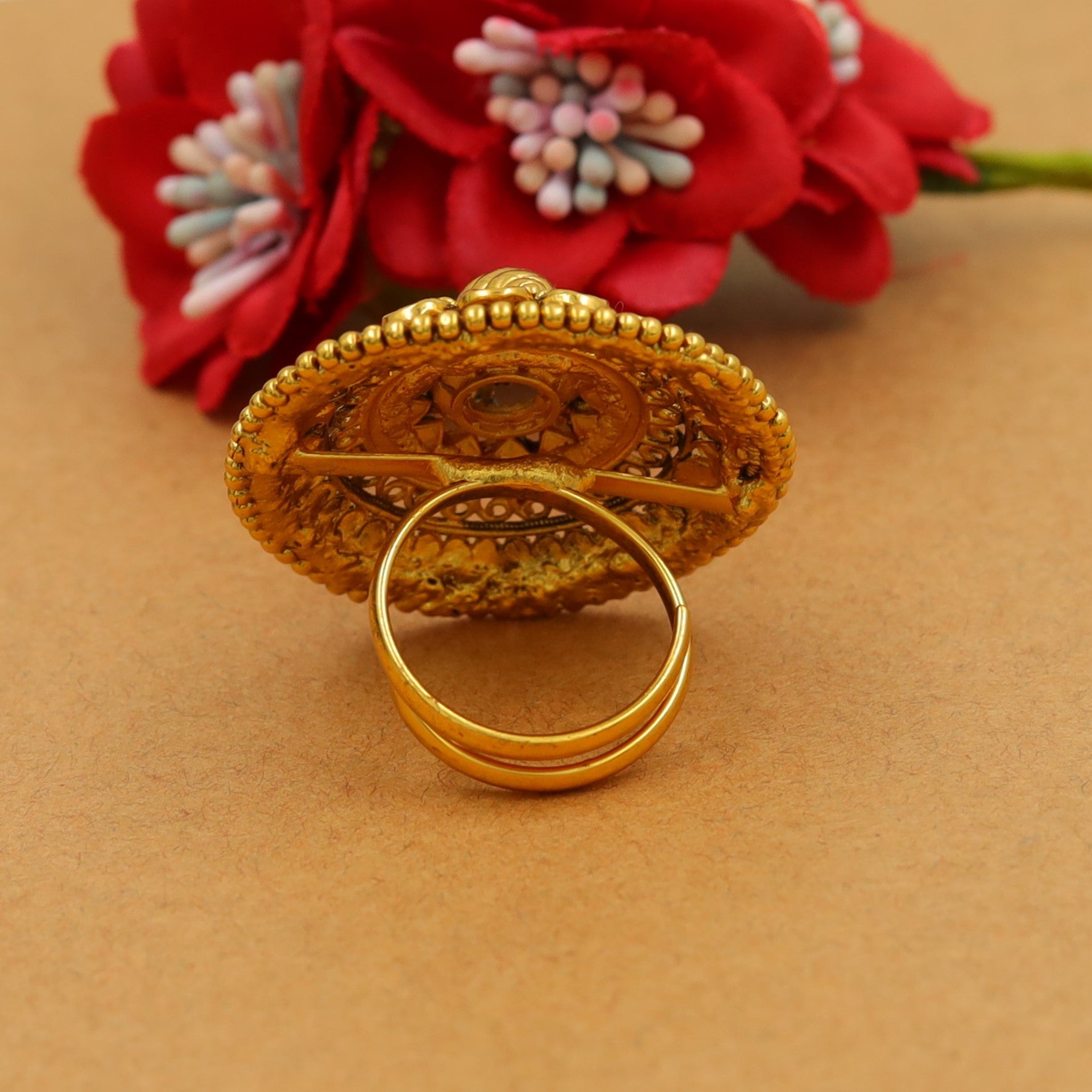 Antique Gold Finish Adjustable Ring 7096-1